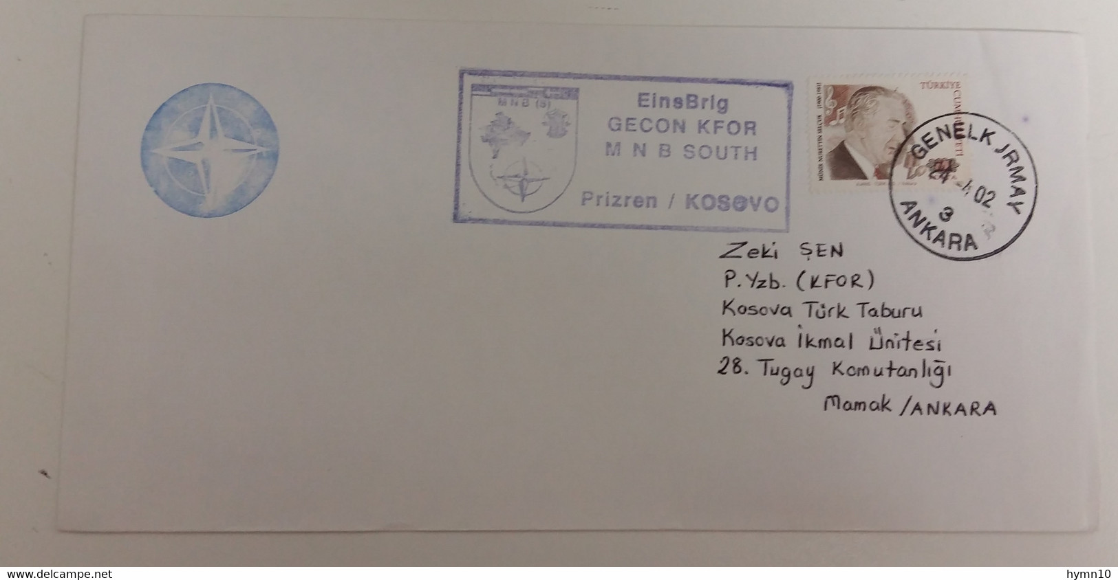 2002 TURKEY ARMY MISSION In KOSOVO-PRIZREN Cover To TURKEY+Canc.GECON KFOR-O268 - Lettres & Documents