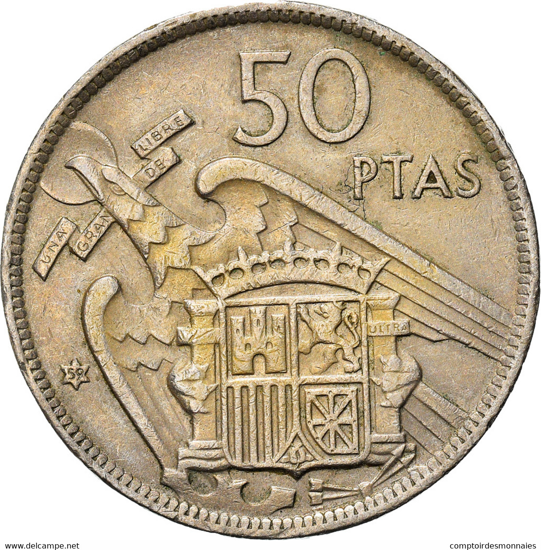 Monnaie, Espagne, Caudillo And Regent, 50 Pesetas, 1959, TB+, Copper-nickel - 50 Pesetas