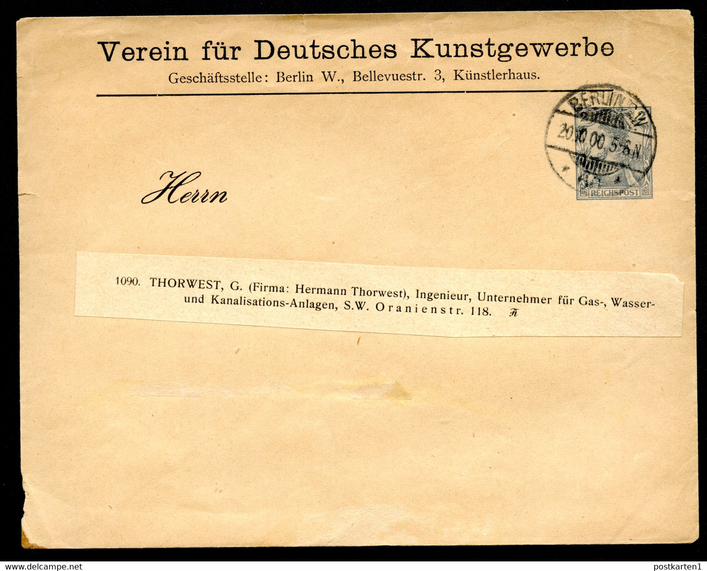 Deutsches Reich PRIVAT-UMSCHLAG PU20 B1/01 Gebraucht Berlin 1900 Kat. 25,00 € - Briefe