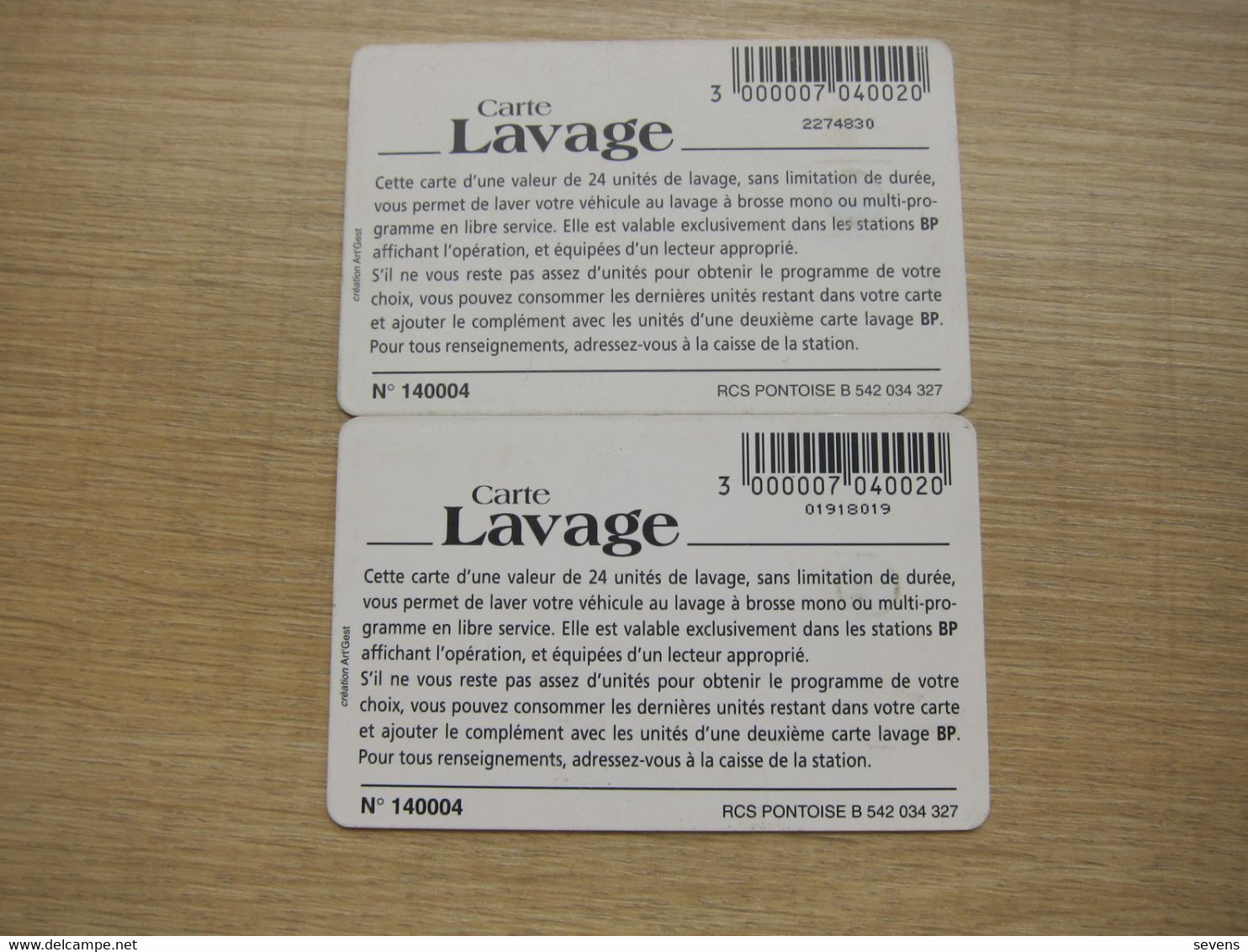 BP 24 Unitess Carte Lavage, Two Different - Car Wash Cards