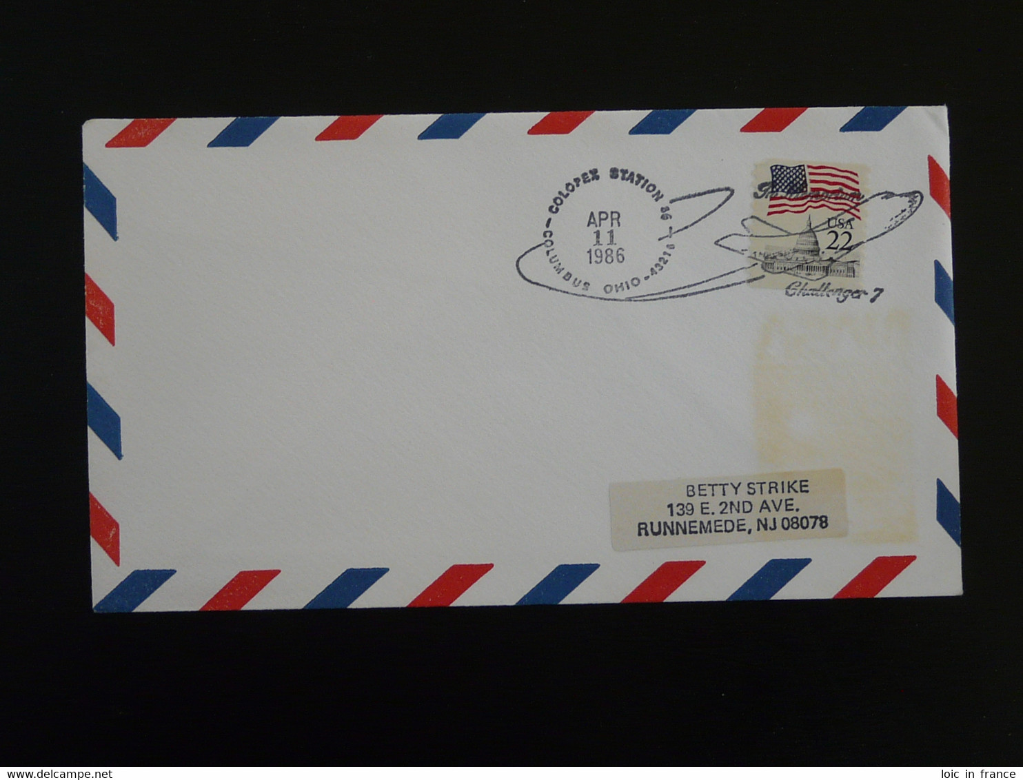 Lettre Cover Navette Shuttle Challenger 7 Columbus USA 1986 - North  America