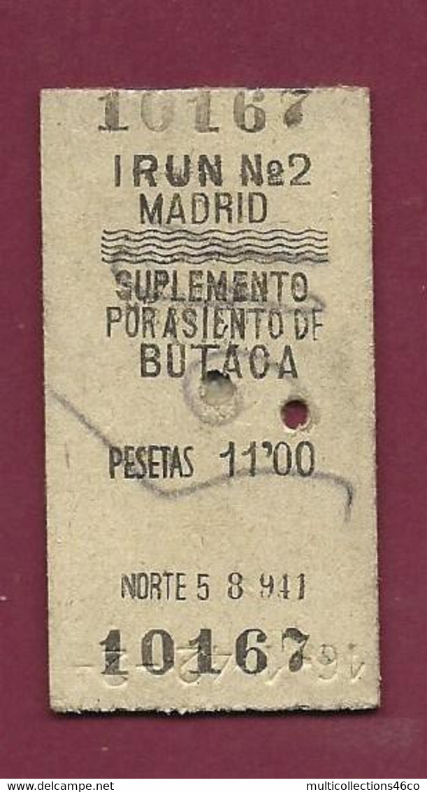 081021 - TICKET TRANSPORT METRO CHEMIN DE FER TRAMWAY - ESPAGNE MADRID IRUN N°2 10167 16.1.42 - 2 - Europe