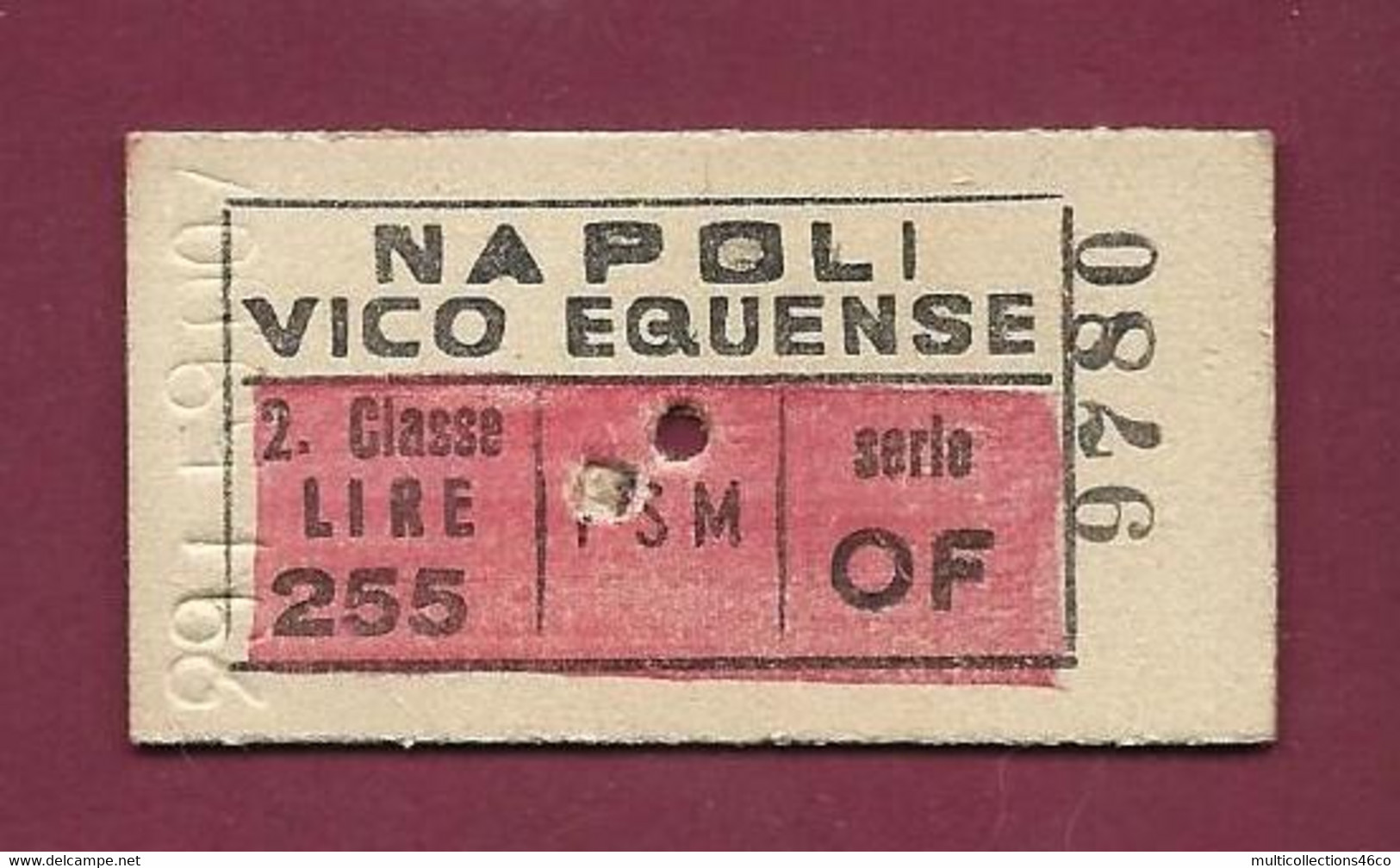 081021 - TICKET TRANSPORT METRO CHEMIN DE FER TRAMWAY - ITALIE NAPOLI VICO EQUENSE 9780 Serie OF 1959 - Europa