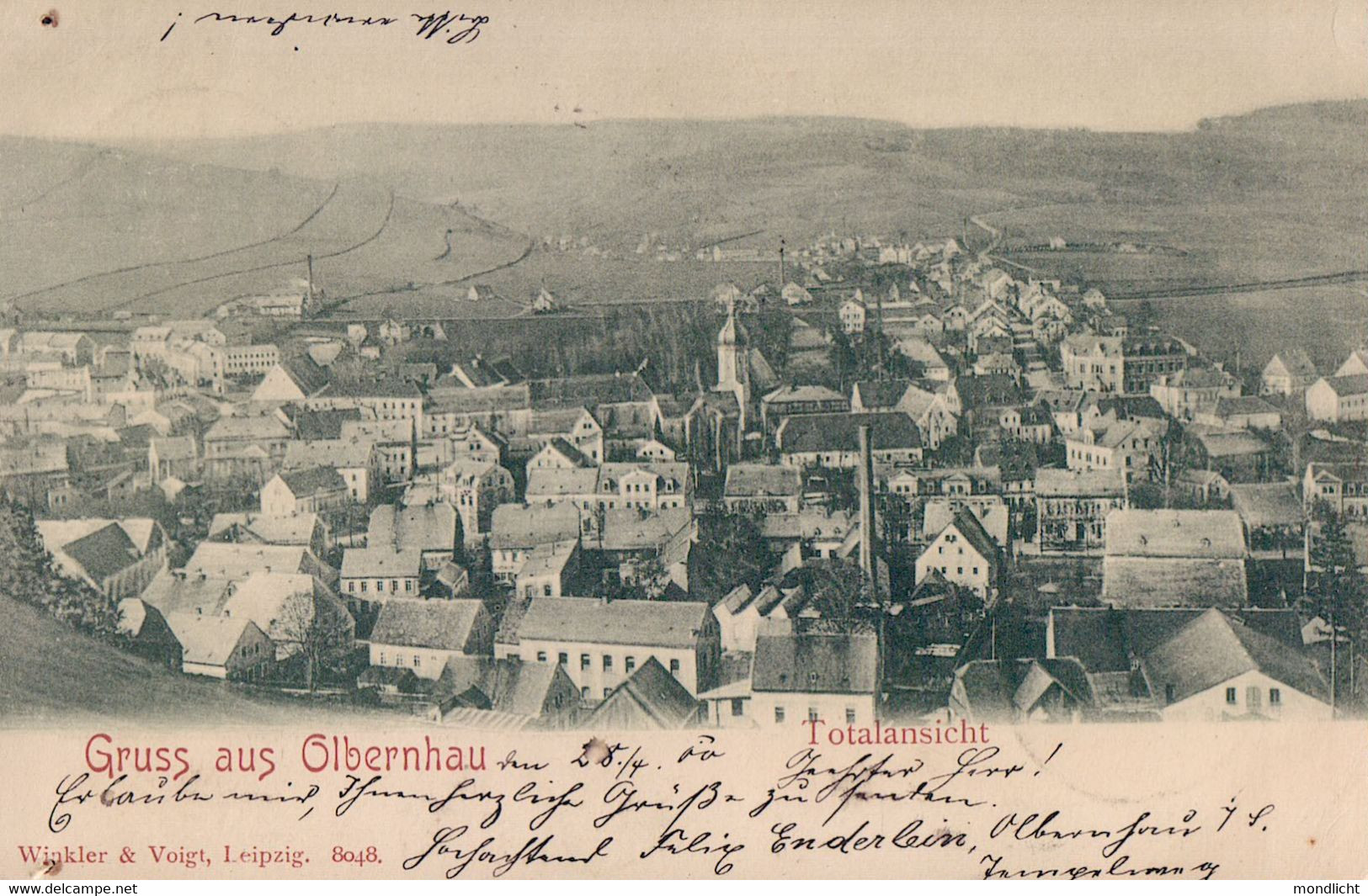 Gruss Aus Olbernhau. Totalansicht, 1900. - Olbernhau