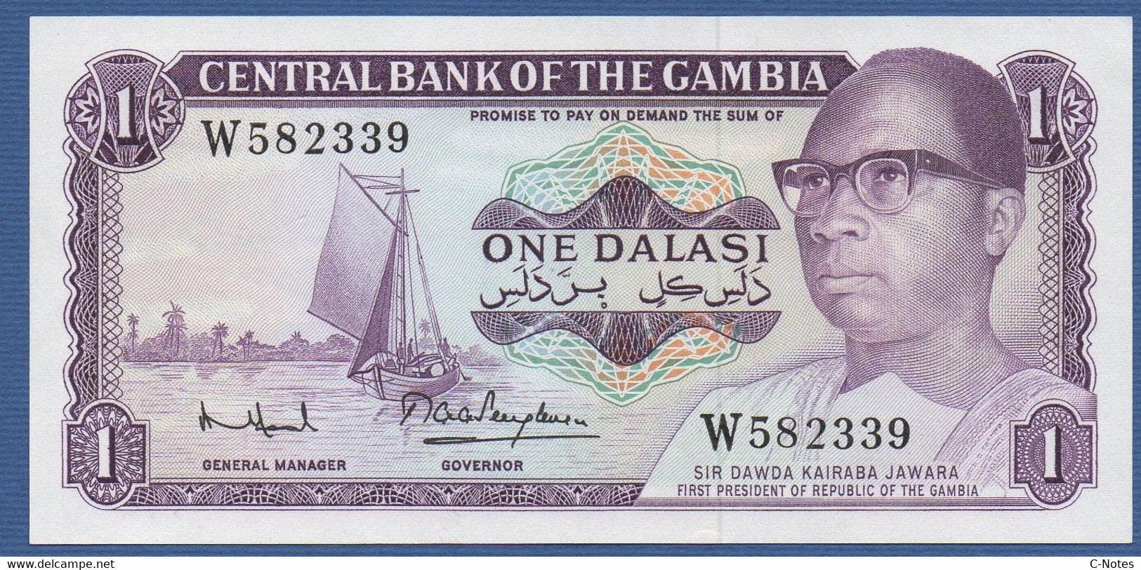 GAMBIA - P.4f – 1 Dalasi ND (1972-1986) UNC Serie W582339 - Gambie