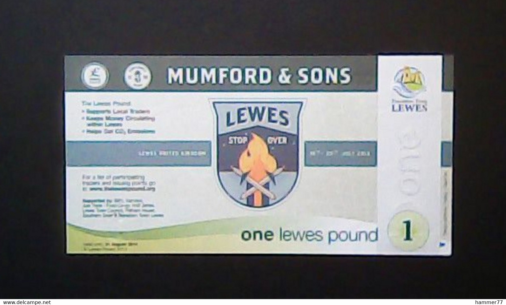 United Kingdom England 2013: Lewes 1 Pound Mumford & Sons Edition Unc - 1 Pond