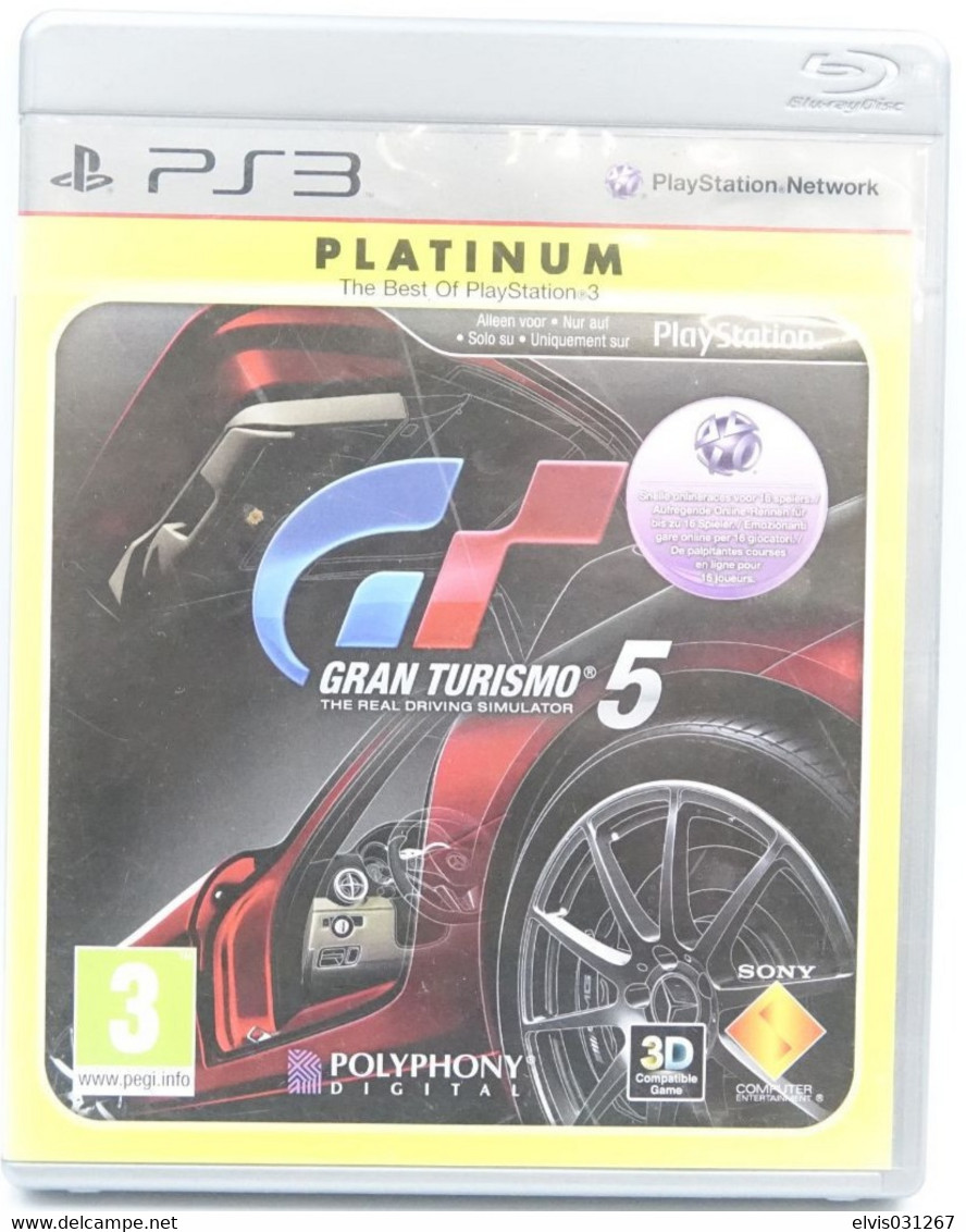 SONY PLAYSTATION THREE PS3 : GRAN TURISMO 5 THE REAL DRIVING SIMULATOR - PLATINUM - POLYPHONY - PS3