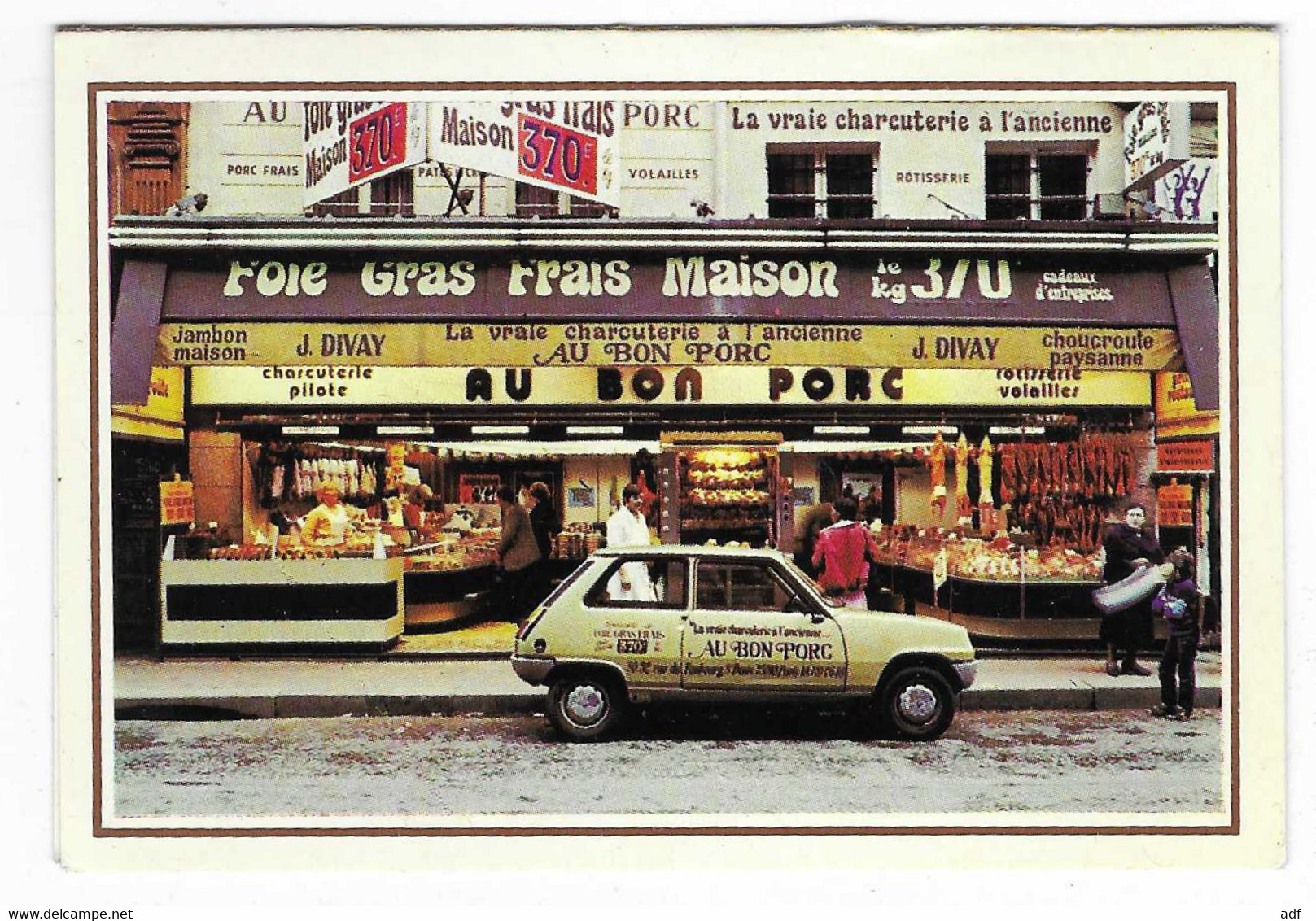 PETIT CALENDRIER PUB PUBLICITAIRE 1981 CHARCUTERIE " AU BON PORC ", VOITURE RENAULT R5, FAUBOURG ST SAINT DENIS, PARIS - Small : 1981-90