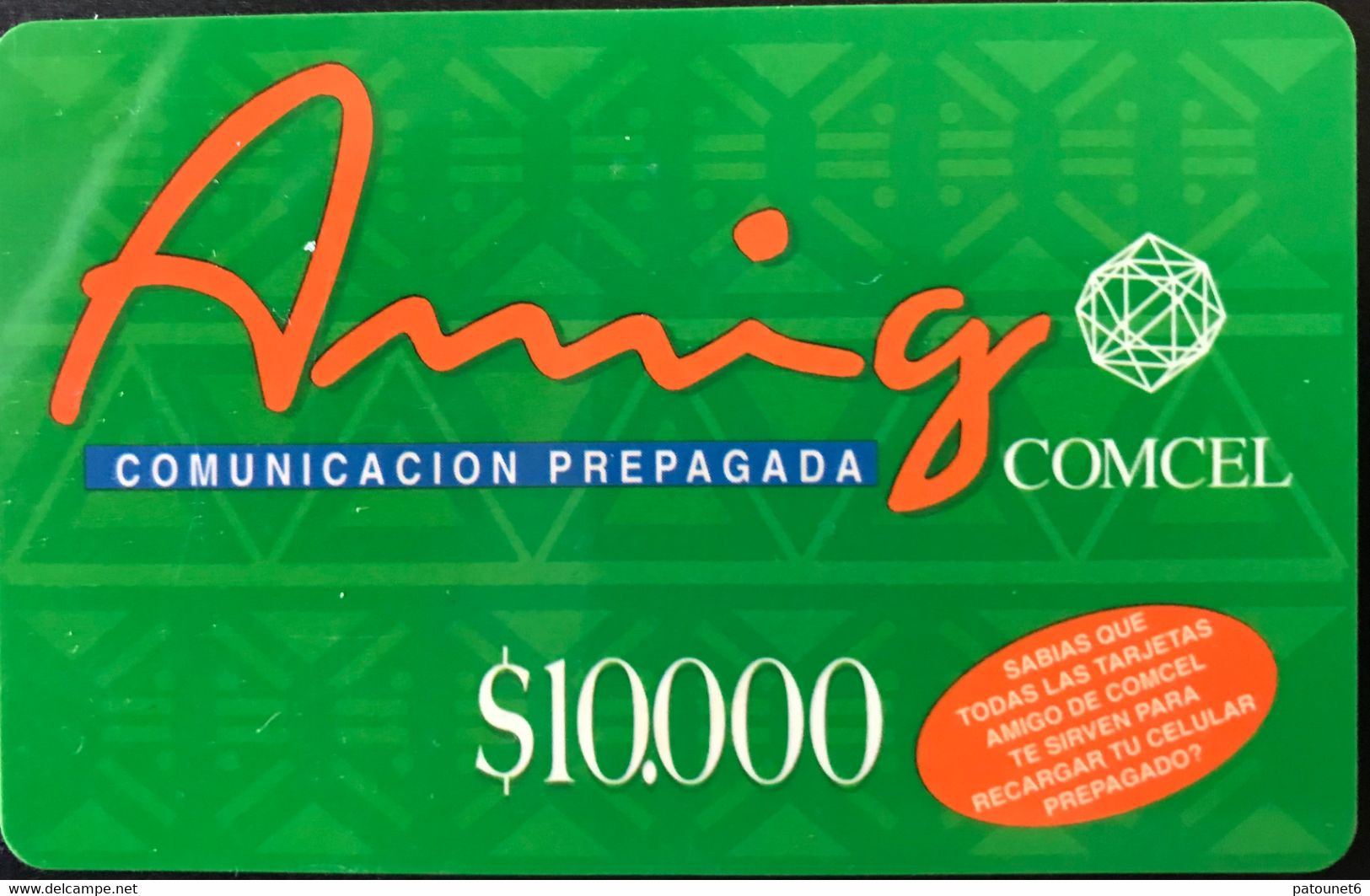 COLOMBIE  -  PREPAID  -  COMCEL  Amogo  -  $ 10.000 - Colombia