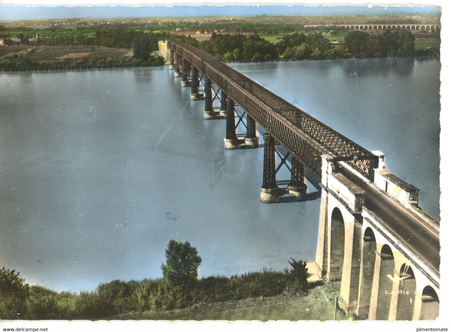 EN AVION AU DESSUS DE CUBZAC LES PONTS LE PONT ROUTIER SUR LA DORDOGNE VUE AERIENNE LAPIE - Cubzac-les-Ponts