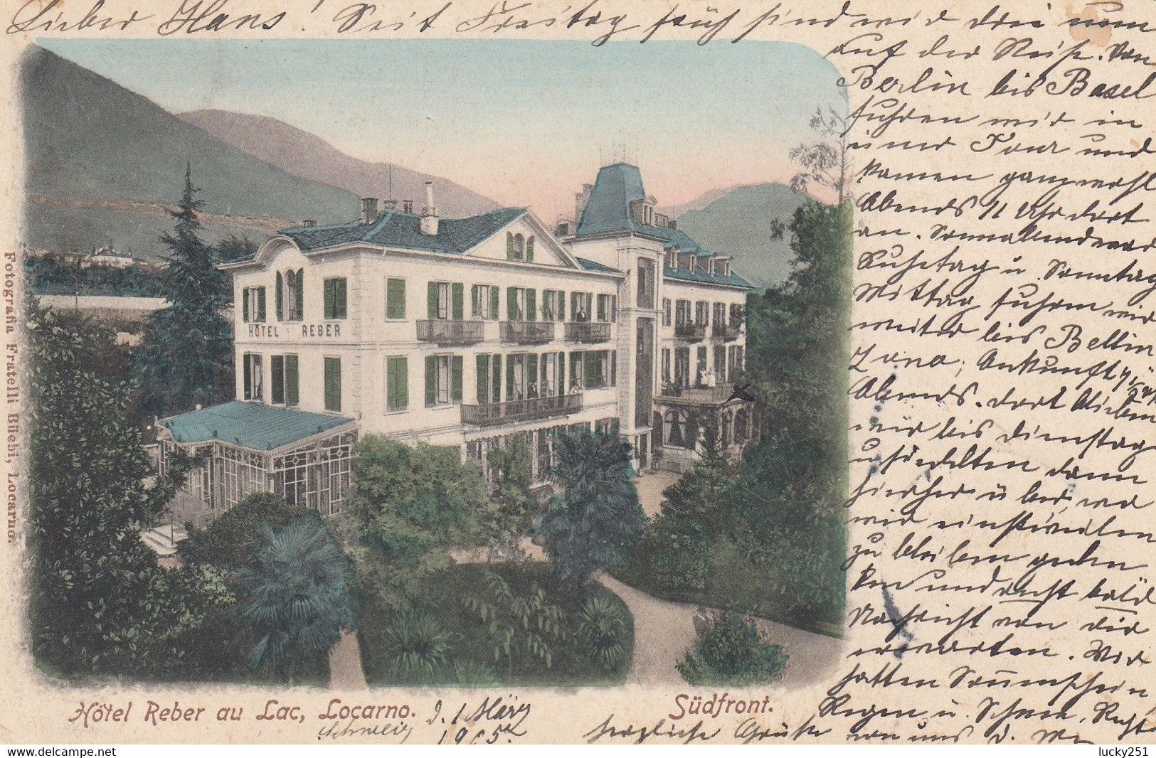 Suisse - Hôtel - Locarno - Hôtel Reber Au Lac - Circulée 02/03/1905 - Au