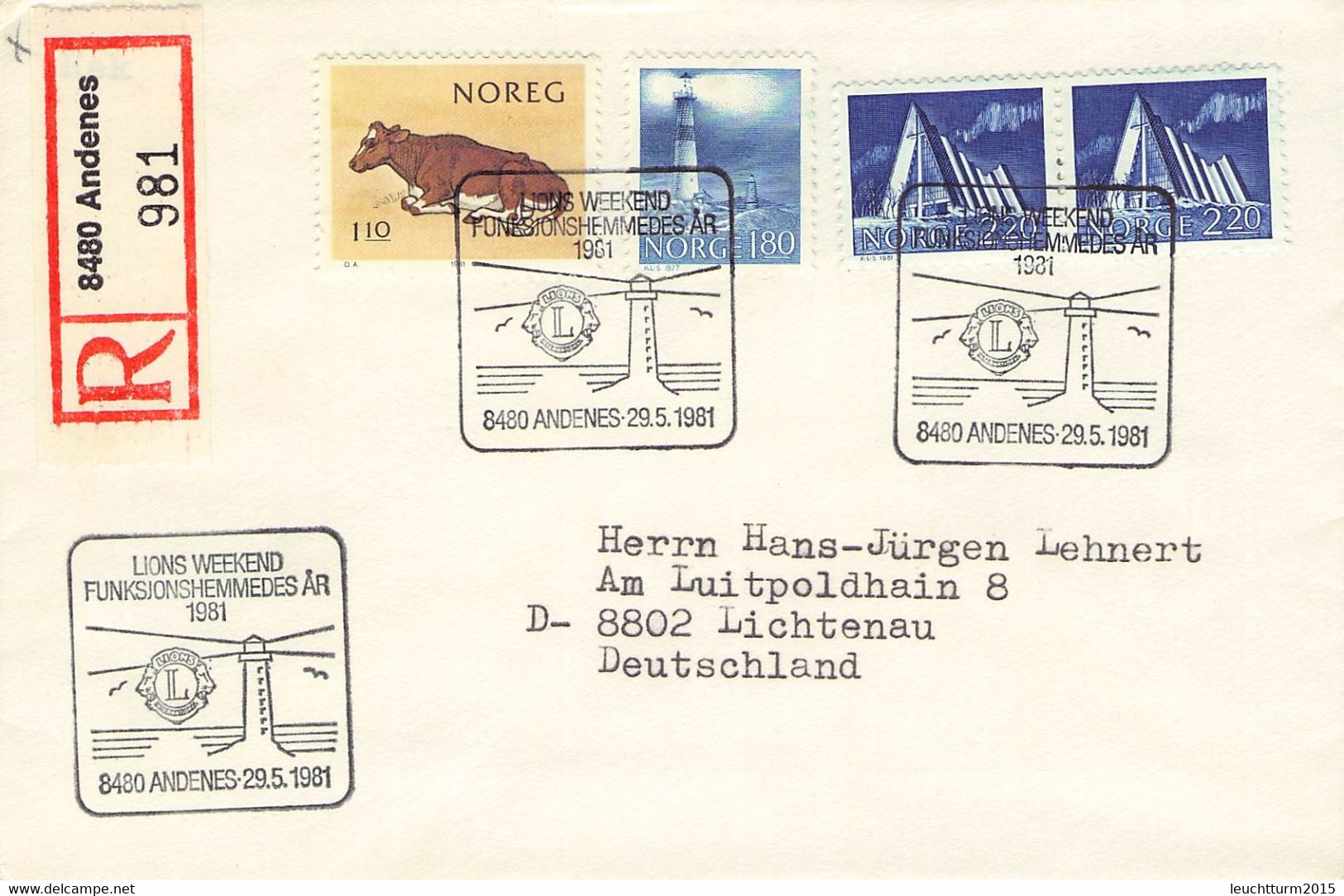 NORWAY - LETTER 1981 8400 ANDENES > LICHTENAU/DE / QG89 - Storia Postale