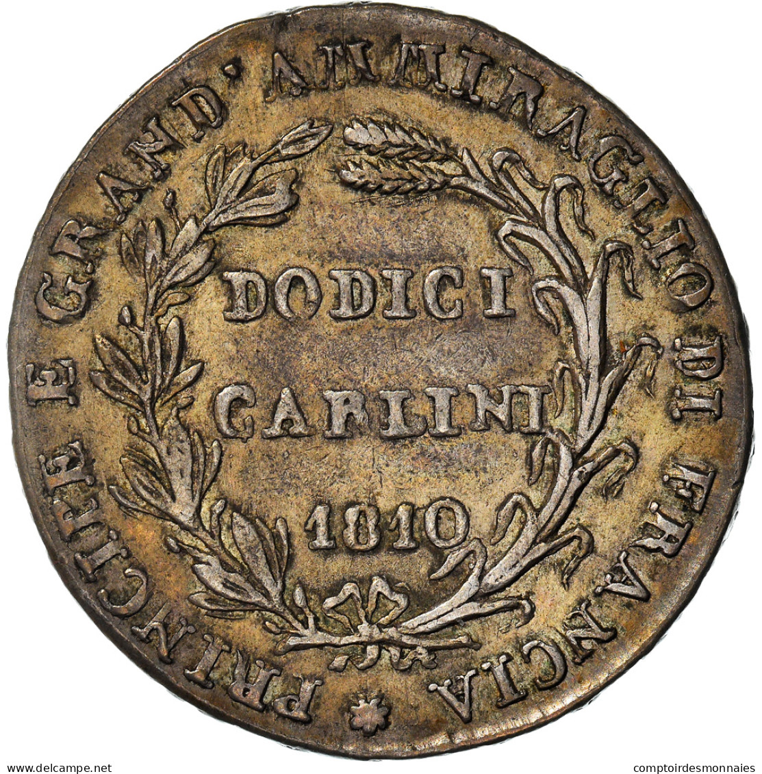 Monnaie, États Italiens, NAPLES, Joachim Murat, 12 Carlini, 1810, TTB+, Argent - Naples & Sicile