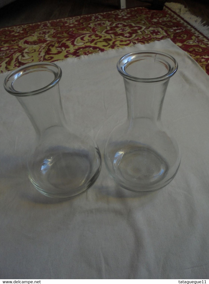 Ancien - Lot De 2 Carafes à Vin/eau/liquide En Verre (Bistrot/restauration) - Karaf