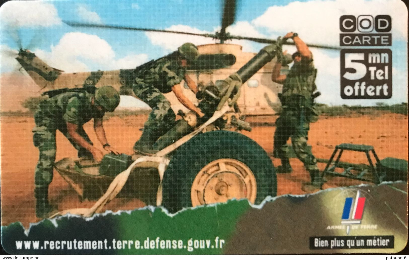 FRANCE  -  ARMEE  - COD Carte - Ville D'ANGERS  -  5 Mn Tel Offert - Military Phonecards