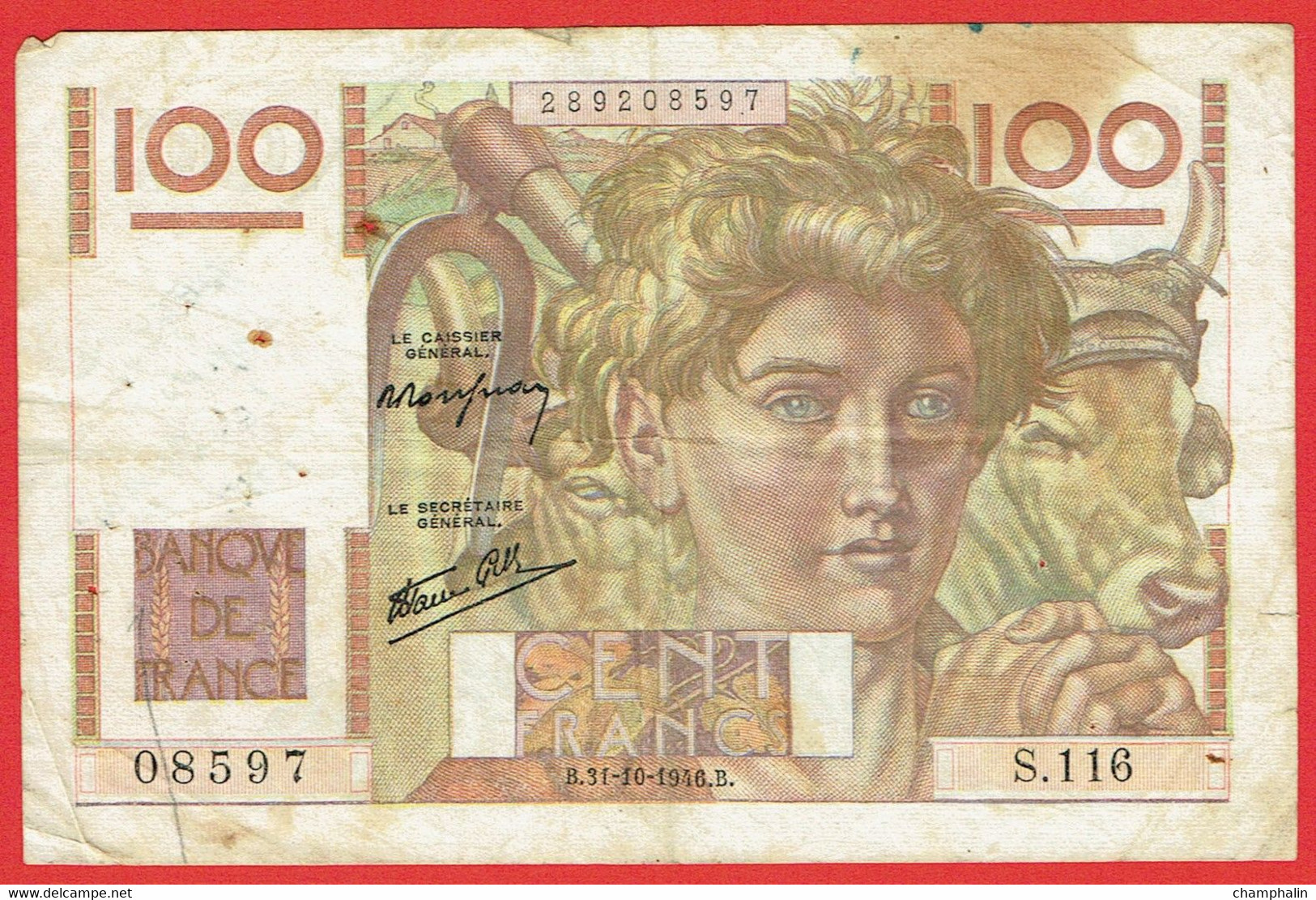 France - Billet De 100 Francs Type Jeune Paysan - 31 Octobre 1946 - 100 F 1945-1954 ''Jeune Paysan''