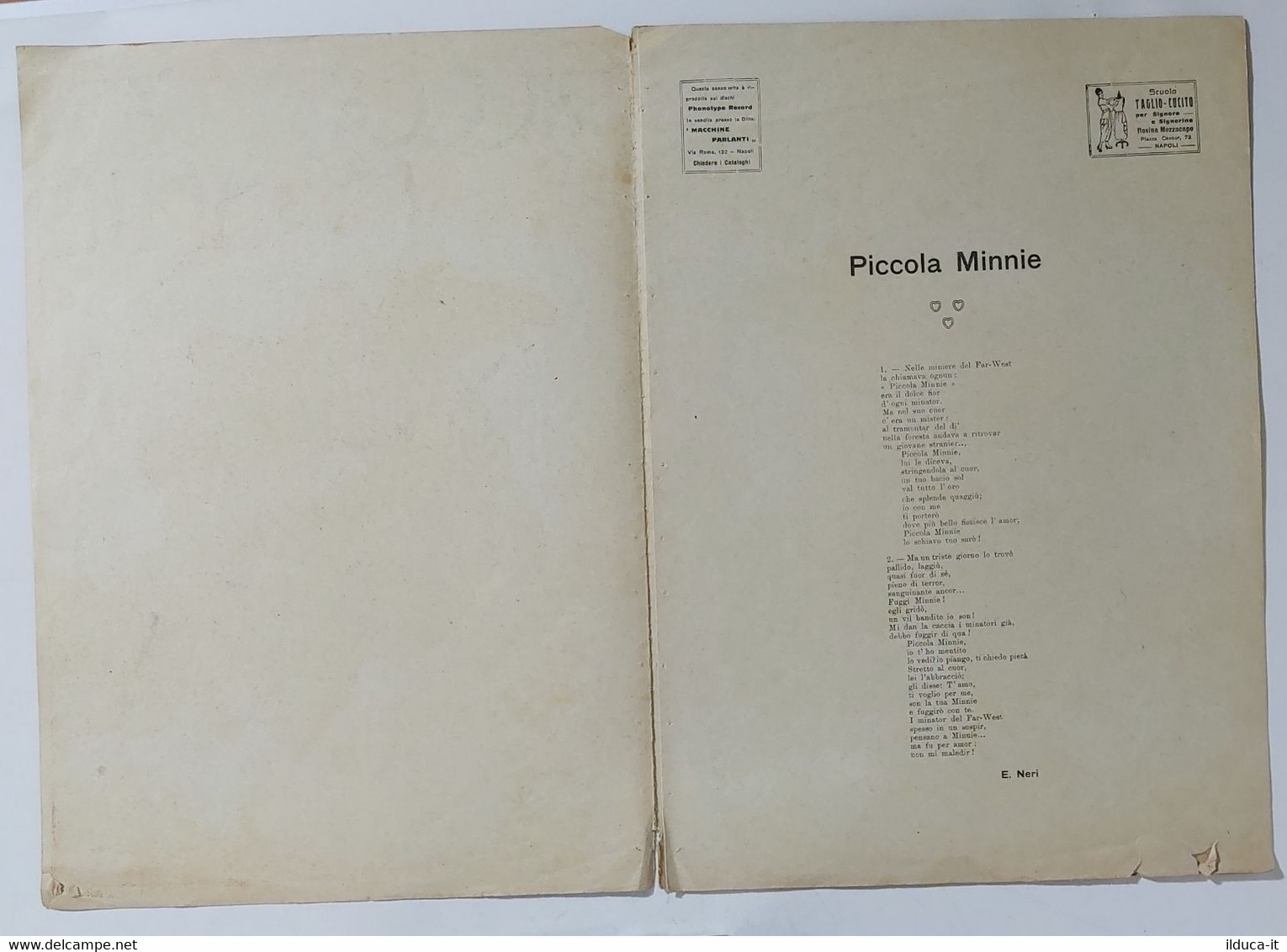 29939 SPARTITO MUSICALE - Piccola Minnie (Fox-Trot) - La Canzonetta Ed. - 1922 - Scores & Partitions