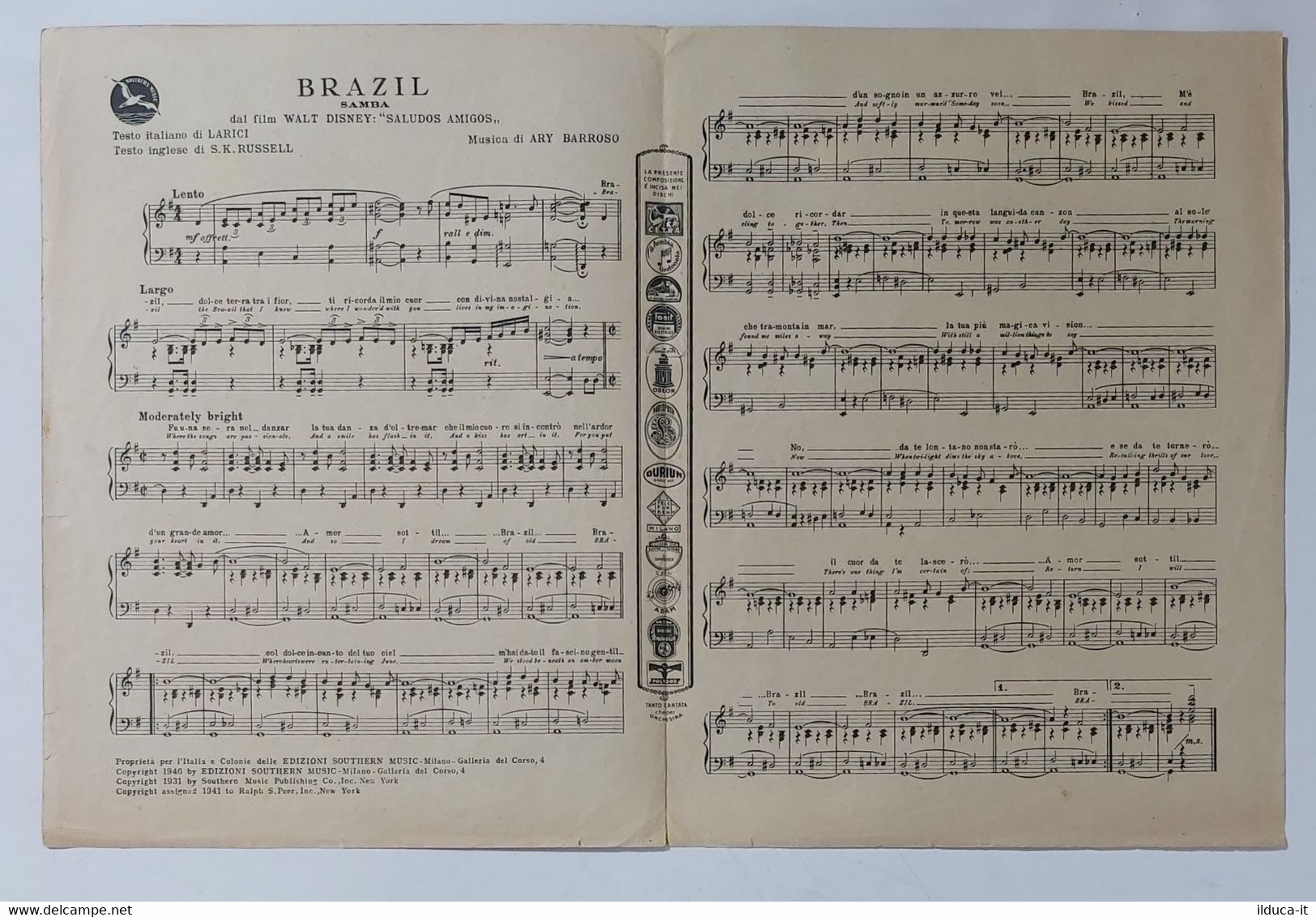 29963 SPARTITO MUSICALE 03/ - Brazil (Samba) - Southern Music Ed. - 1946 - Noten & Partituren