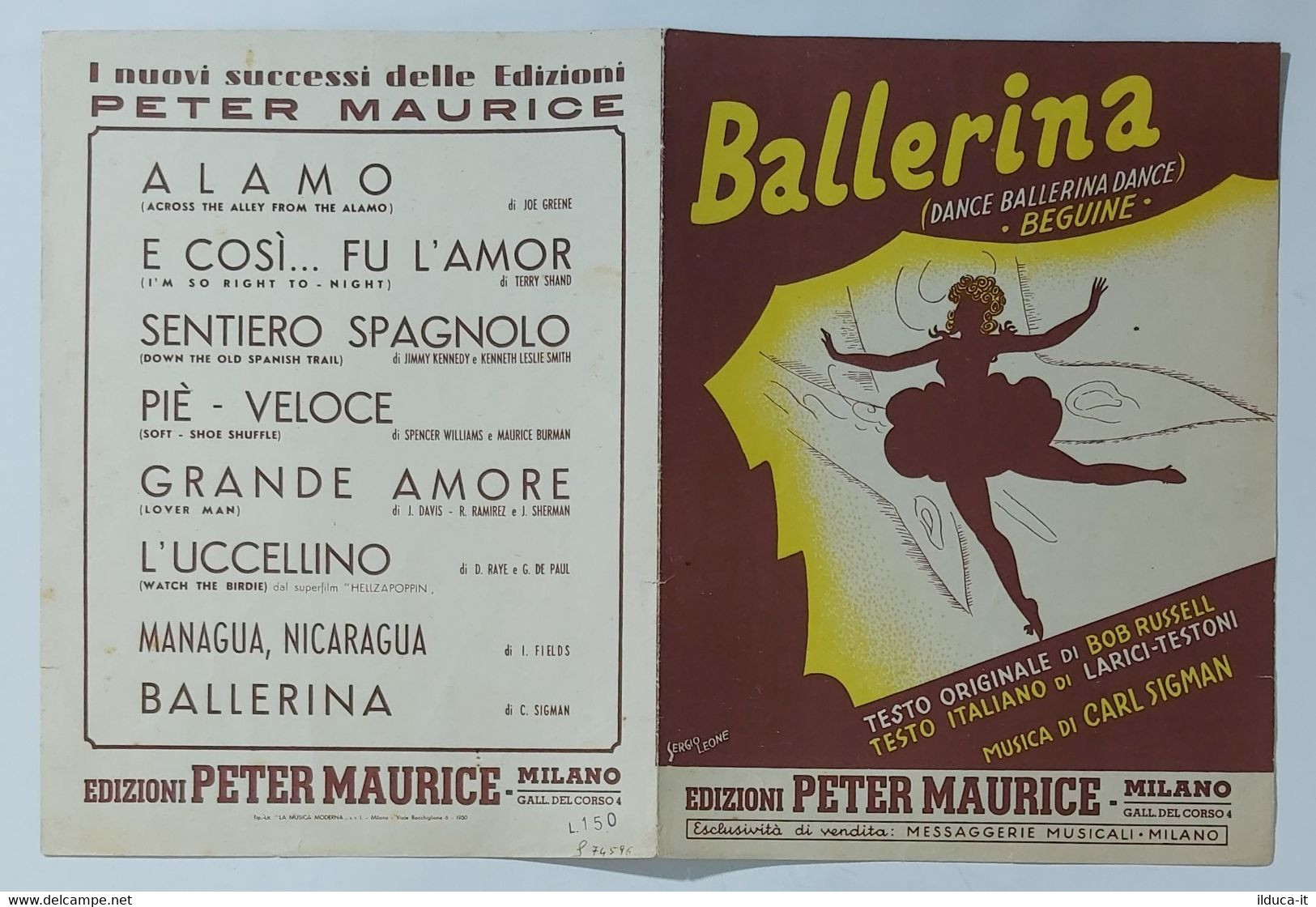 29965 SPARTITO MUSICALE 22/ - Ballerina (Beguine) - Peter Maurice Ed. - 1948 - Spartiti