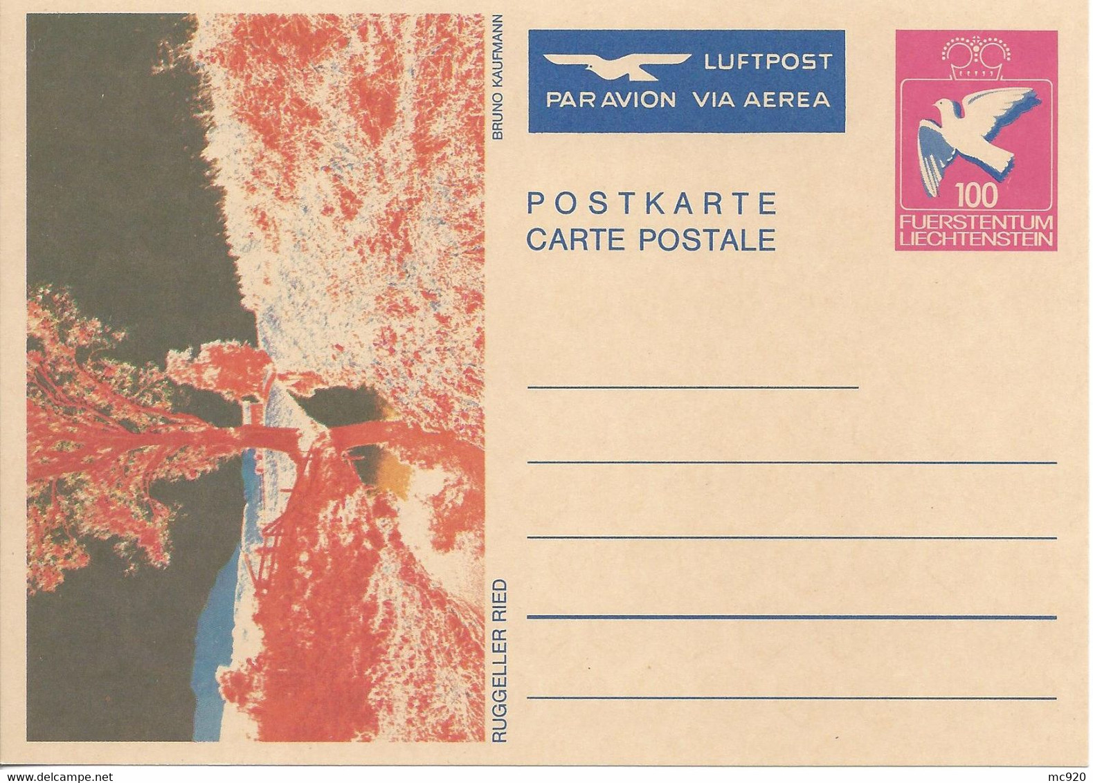 Liechtenstein Entier Postal Ganzsache Carte Postale Postkarte 4 CP83 100Rp. Neuves Ruggeller - Entiers Postaux