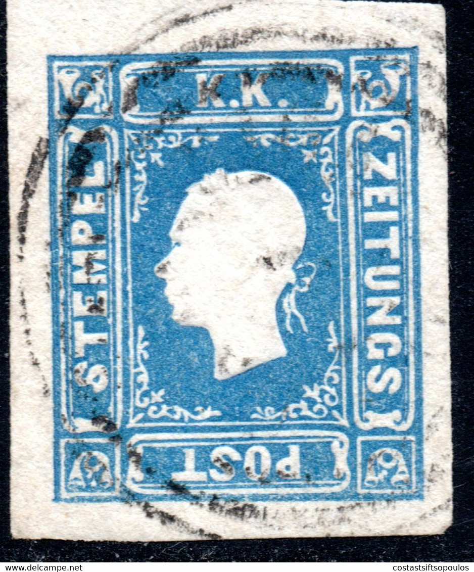 438.AUSTRIA,1858 1 KR.BLUE NEWSPAPER,SC.P5 - Zeitungsmarken