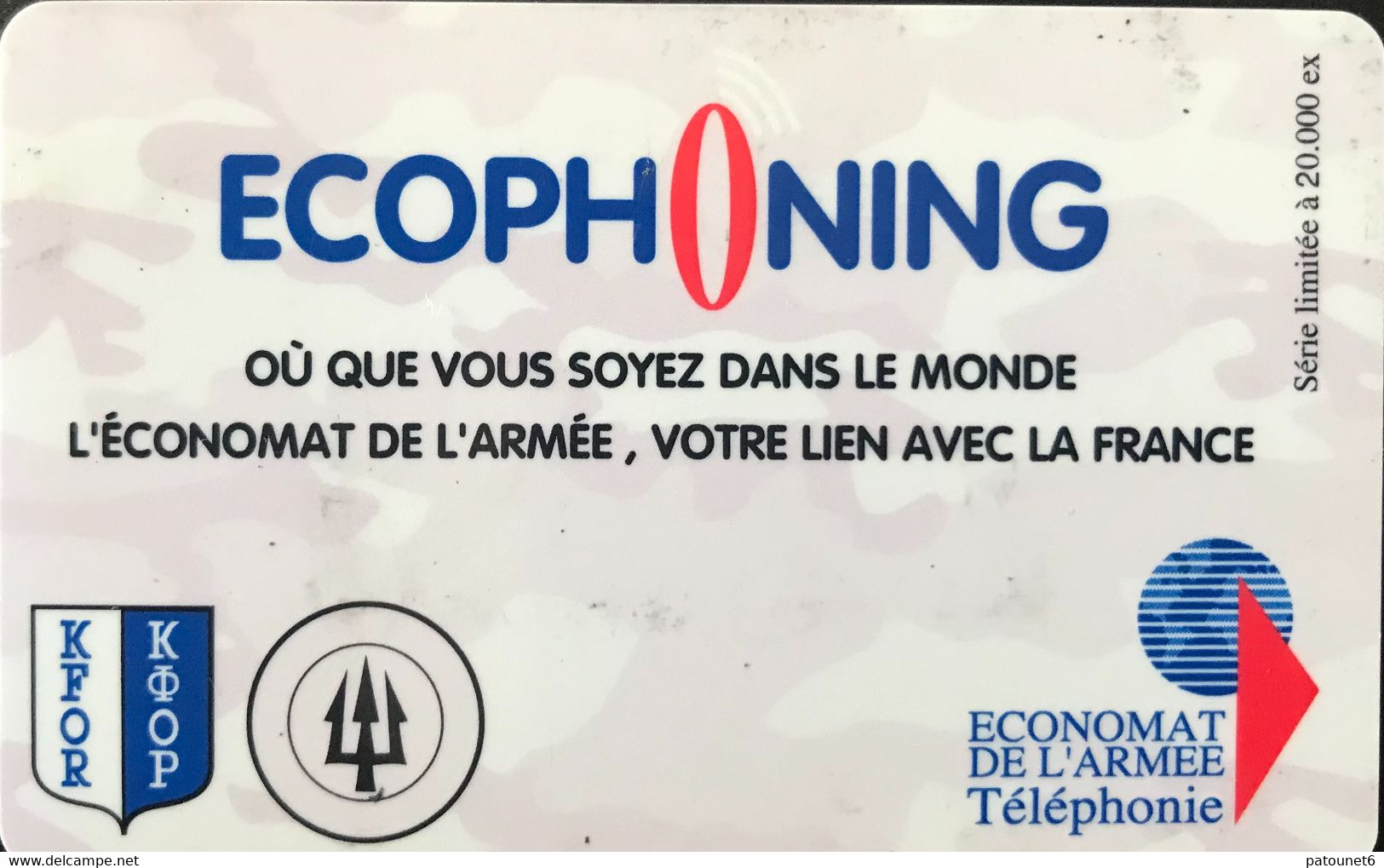 FRANCE   -  ARMEE  - Prepaid  -  ECOPHONING - KFOR - Trident  - Rose-saumon Clair - Militär