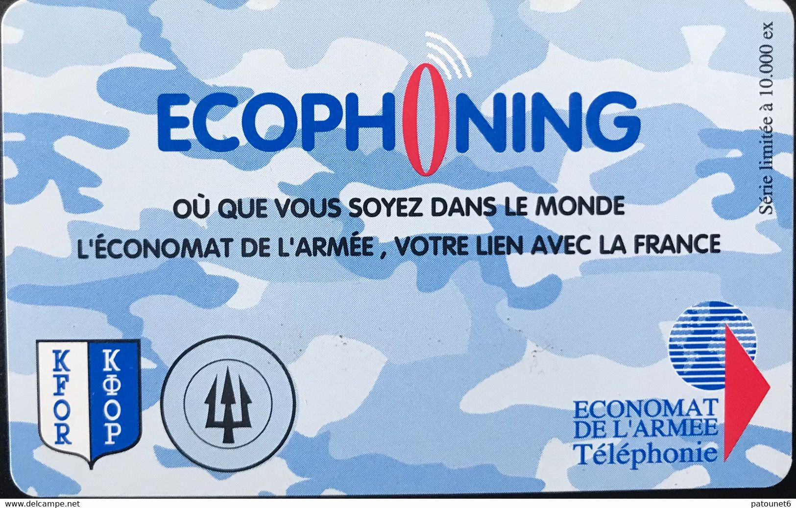 FRANCE   -  ARMEE  - Prepaid  -  ECOPHONING - KFOR - Trident  - Bleu - Militär