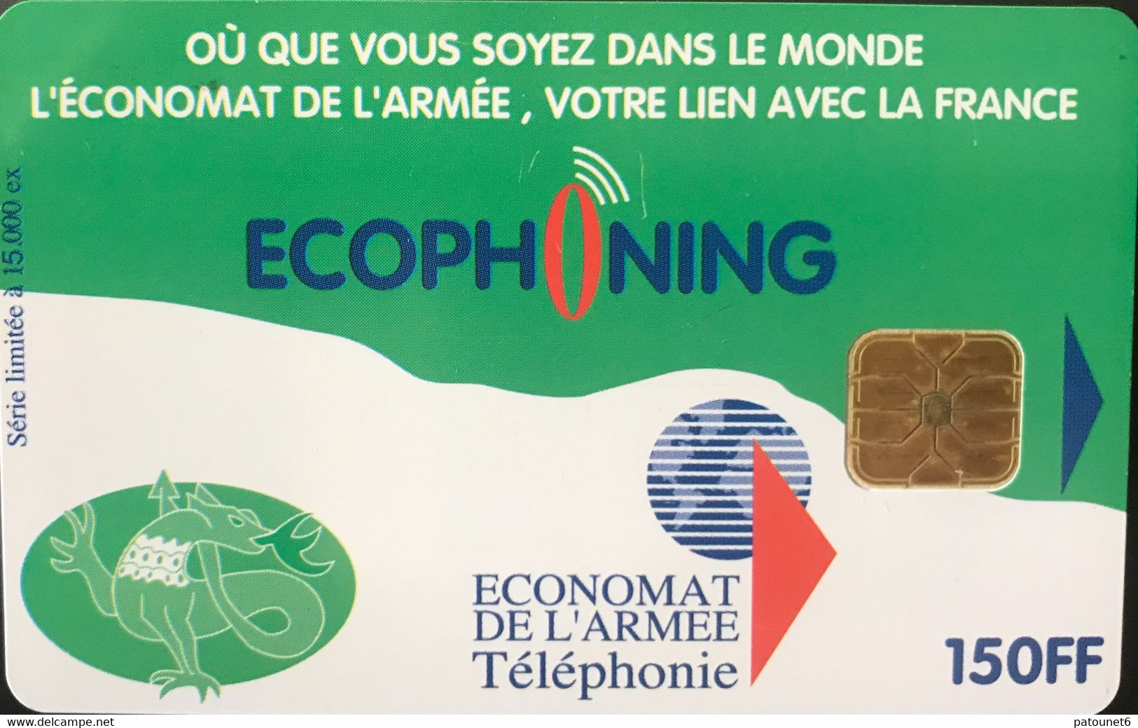 FRANCE  -  ARMEE  -  Phonecard  -  ECOPHONING  -  ARMEE DE TERRE  -  Vert - 150 FF - Military Phonecards