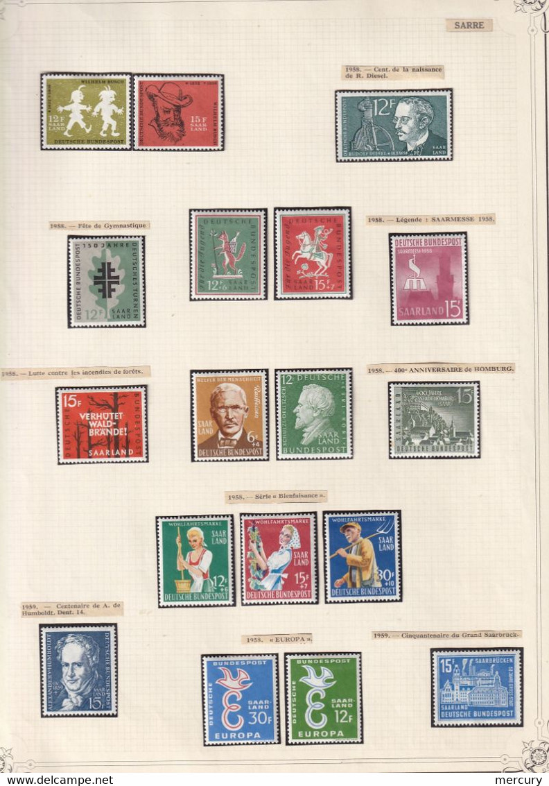 SARRE - Bonne collection neuve quasi complète à partir de 1946 - 22 scans