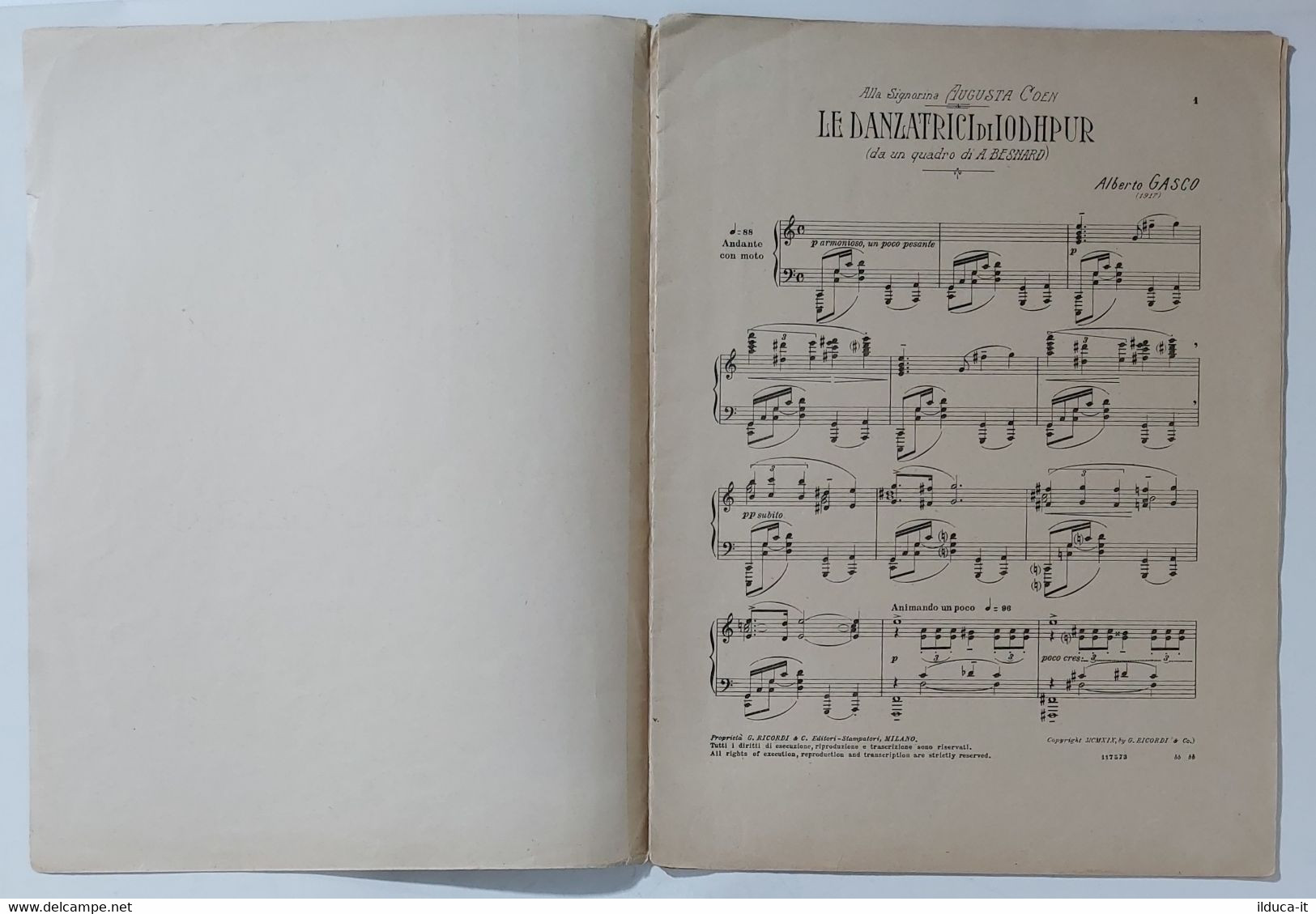 30049 SPARTITO MUSICALE - Le Danzatrici Di Iodhpur (Piano) - Ricordi Ed. 1919 - Scores & Partitions