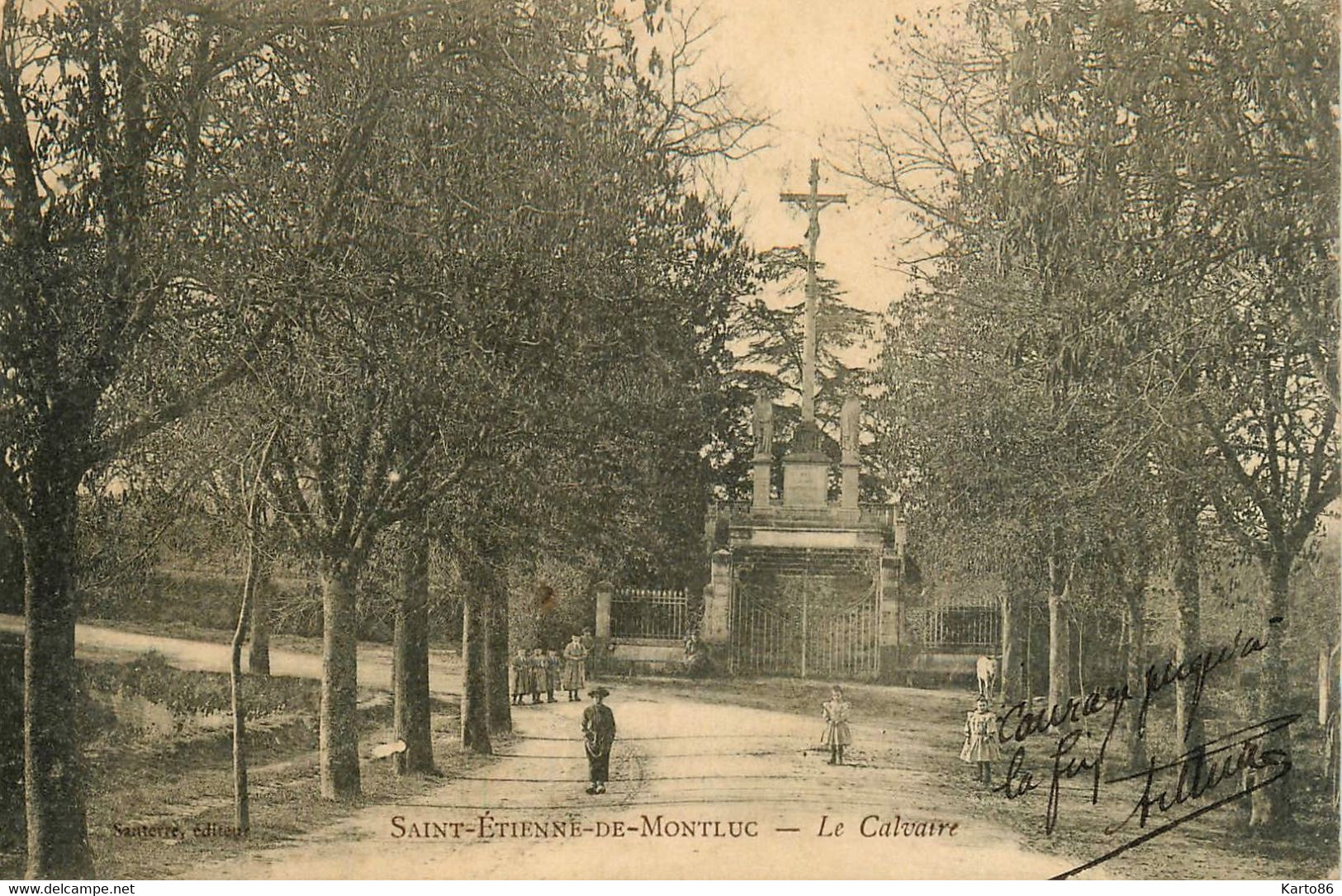 St étienne De Montluc * 1903 * Un Coin Du Village , Le Calvaire * Enfants - Saint Etienne De Montluc