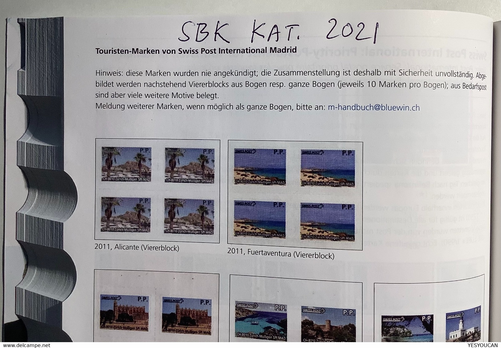 RARITÄT: SWISS POST INTERNATIONAL MENORCA 2020 Touristen-Marken SBK UNBEKANNT(Schweiz Spain Spanien Cow Hotel Local Post - Cartas & Documentos