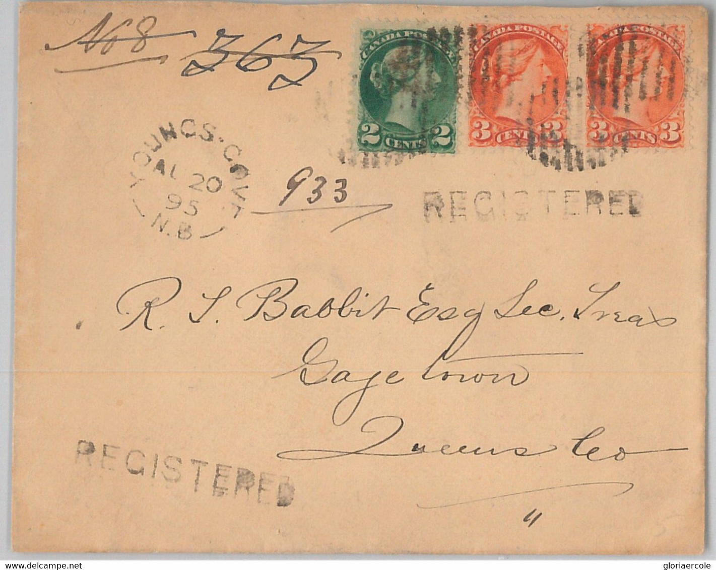 54345 -  CANADA - POSTAL HISTORY: REGISTERED COVER From Youngs Cove, Nova Scotia - Covers & Documents