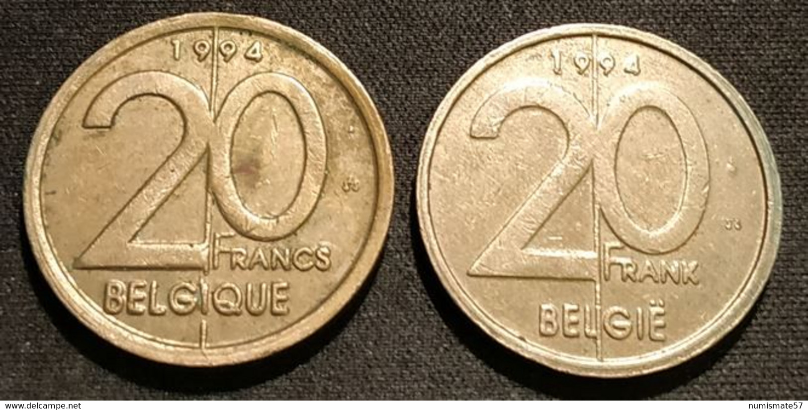 BELGIQUE - BELGIUM - Lot De 2 Pièces - 20 FRANCS - Albert II - 1994 FR - 1994 NL - KM 191 - KM 192 - 20 Francs