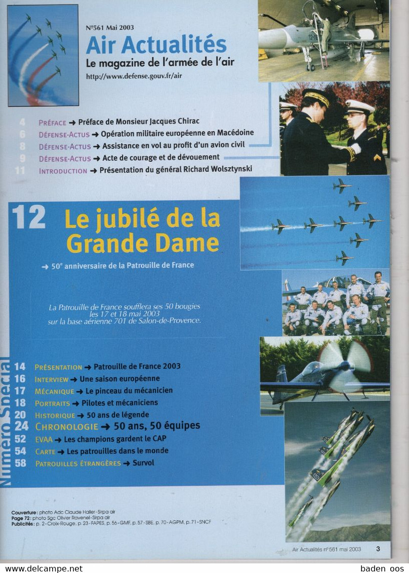 Air Actualités Mai  2003 N561 50 Anniversaire De La PAF - French