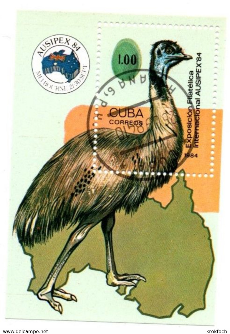 Bloc Emeu Autruche - Cuba 1984 - Ausipex 84 - Australia - Ostriches