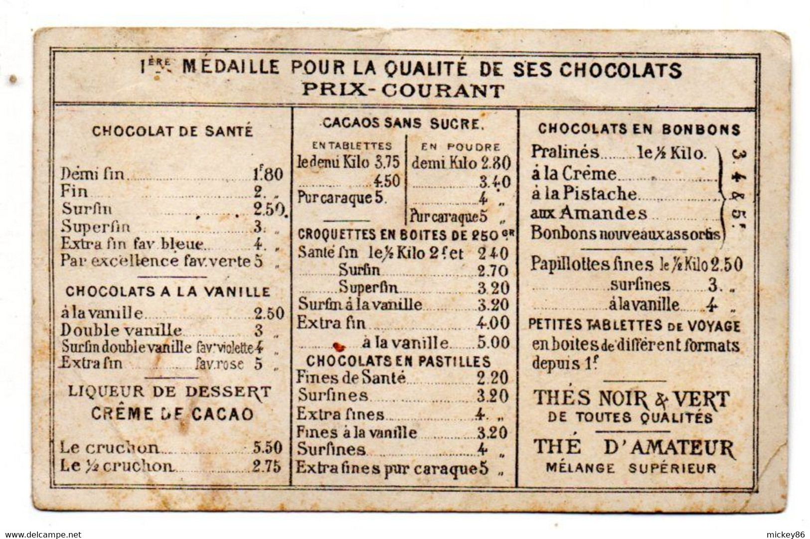 Chromo--PARIS-75--MONDICOURT--62-chocolat IBLED--Les Allumettes...format  7 Cm X 10.5 Cm......à Saisir - Ibled