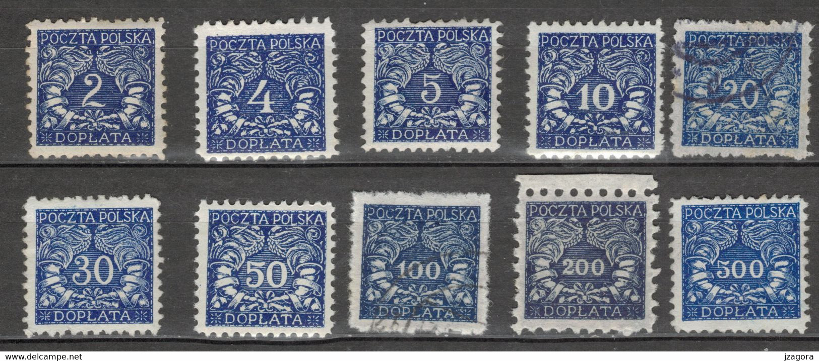 POLAND POLEN POLOGNE 1919 PORTOMARKEN TIMBRES DE SERVICES FRAIS DE PORT POSTAGE DUE REVENUE STAMPS Mi 13-21  USED/* - Impuestos