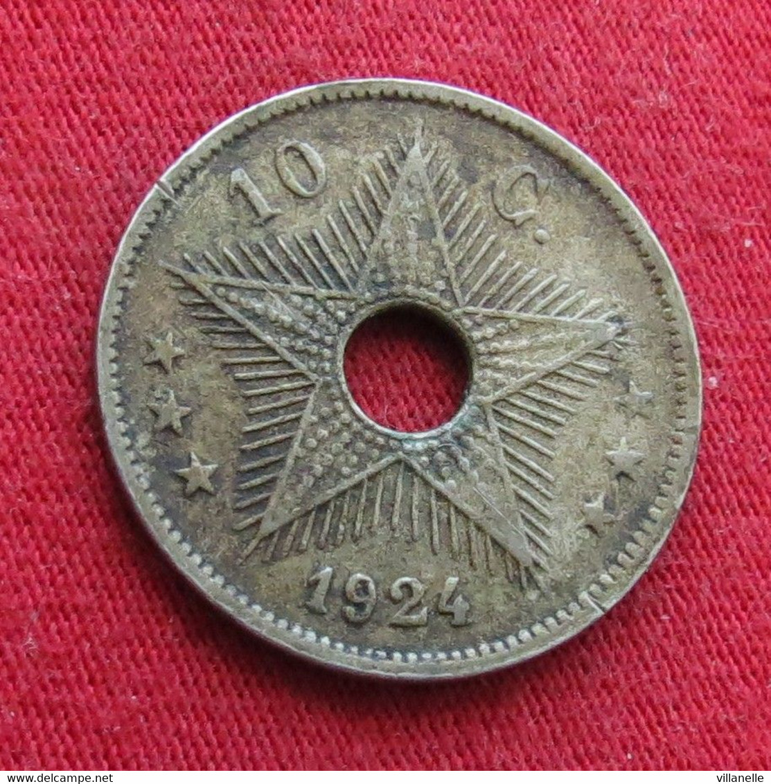 Congo Belgian 10 Centimes 1924 Belgish  #2 Wºº - 1910-1934: Albert I