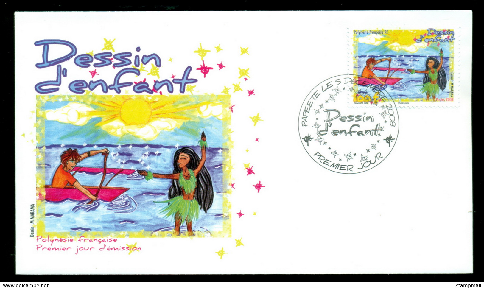 French Polynesia 2008 Xmas,Boater & Dancer, Children's Design Winner FDC - Covers & Documents