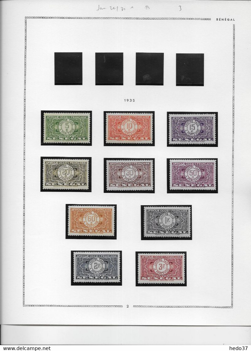 Sénégal Taxe N°22/31 - Collection Vendue Page Par Page - Neuf * Avec Charnière - TB - Timbres-taxe