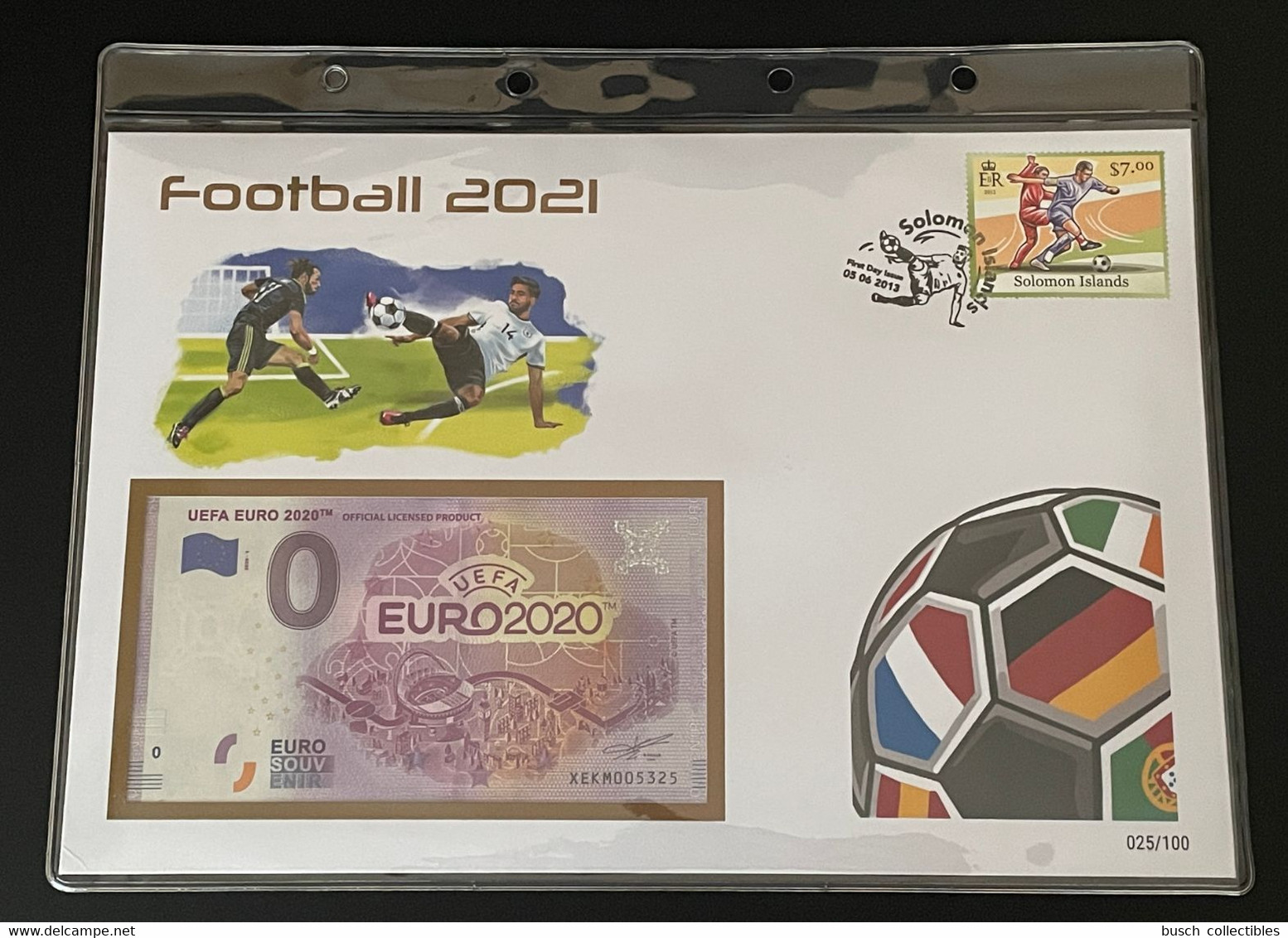 Euro Souvenir Banknote Cover Football 2021 Euro 2020 Football Fußball Soccer EM Solomon Banknotenbrief - UEFA European Championship