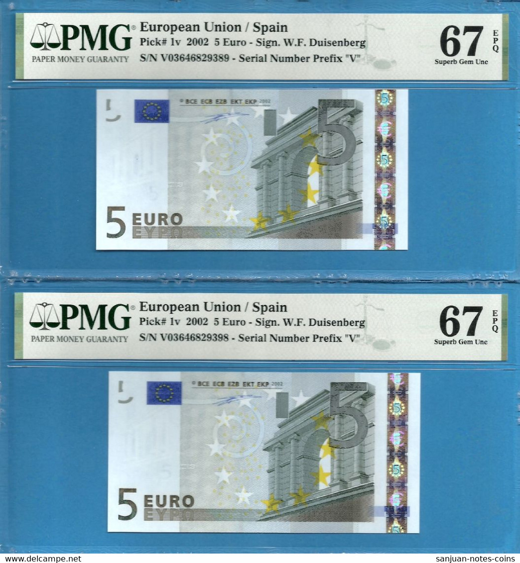 5 Euro - 5 EURO SPAIN DUISENBERG PAREJA radar V-M003 PMG 67-67 (D039)