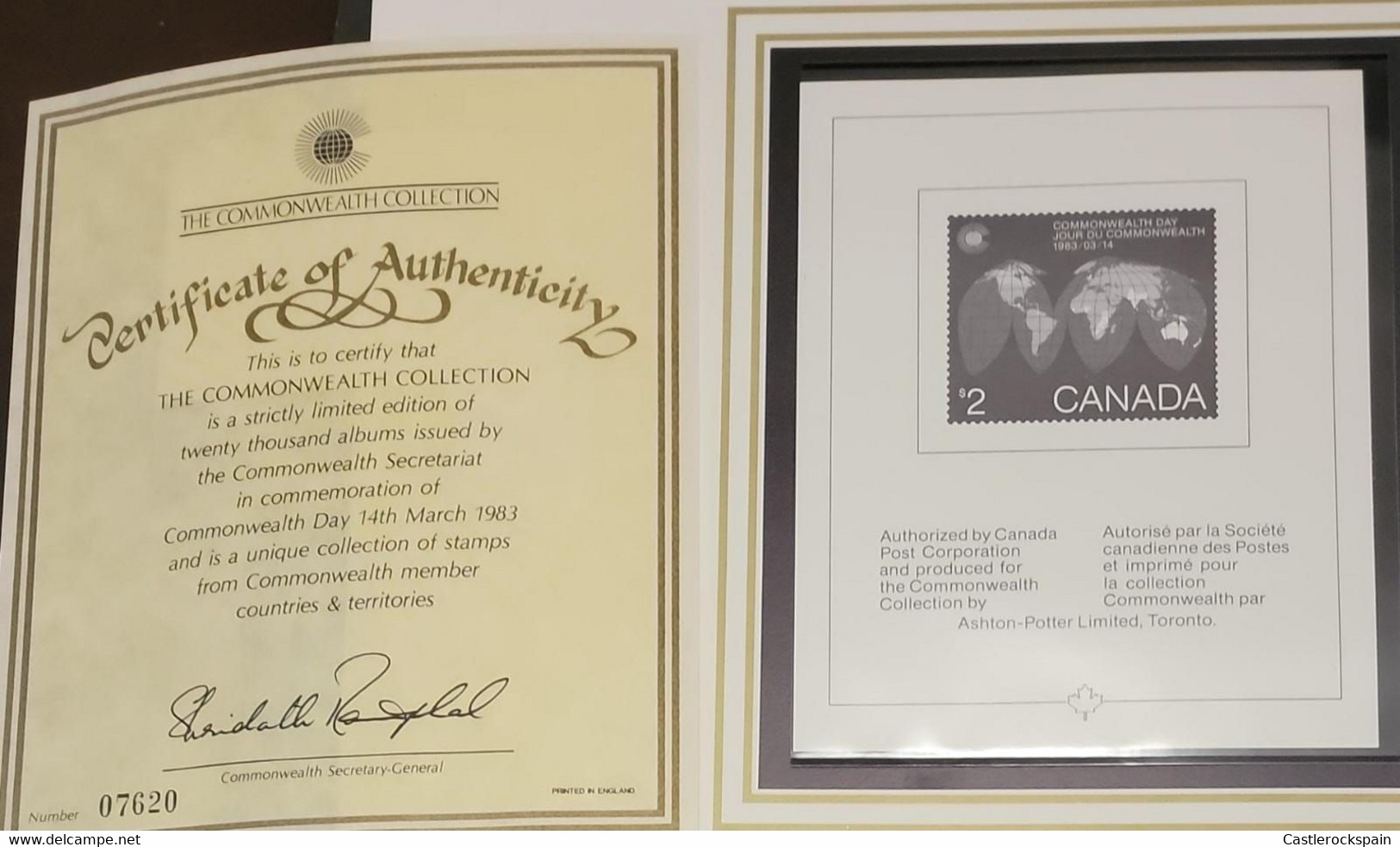 O) 1983 CANADA, PROOF, COMMONWEALTH DAY, SCT 977 $2, CERTIFICATE  AUTHENTICITY, XF - Proeven & Herdruk