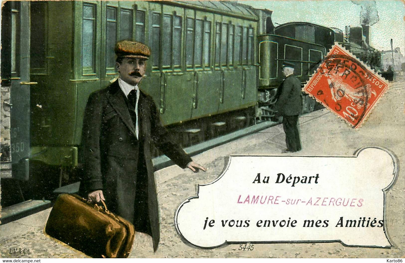 Lamure Sur Azergues * Souvenir De La Commune * Je Vous Envoie Mes Amitiés * Gare Train - Lamure Sur Azergues