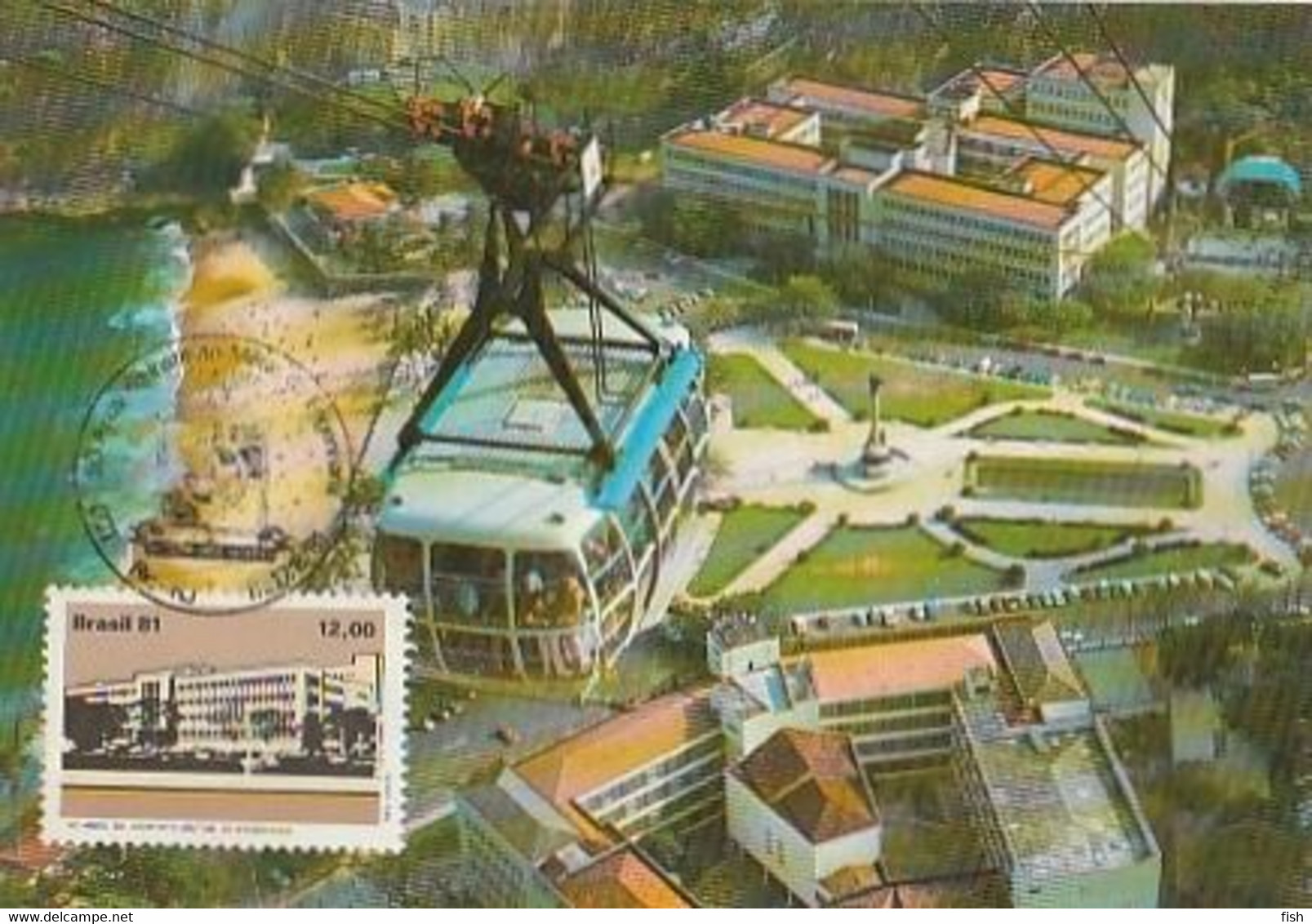 Brazil & Maximum Card, 50 Years Of Military And Engineering Institute, Red Beach And Cable, Rio De Janeiro 1981  (6868) - Maximumkarten