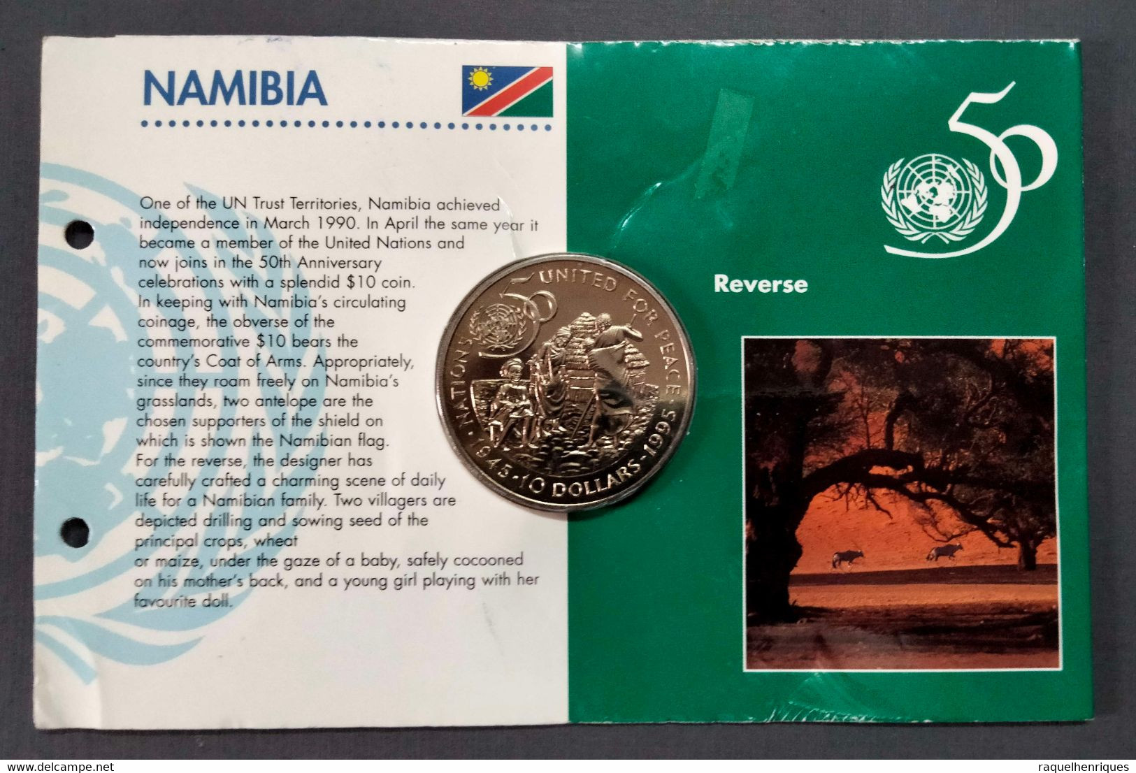 NAMIBIA 10 DOLLARS 1995 KM#9 United Nations - 50 Years CARD BU (CRL5#10) - Namibie