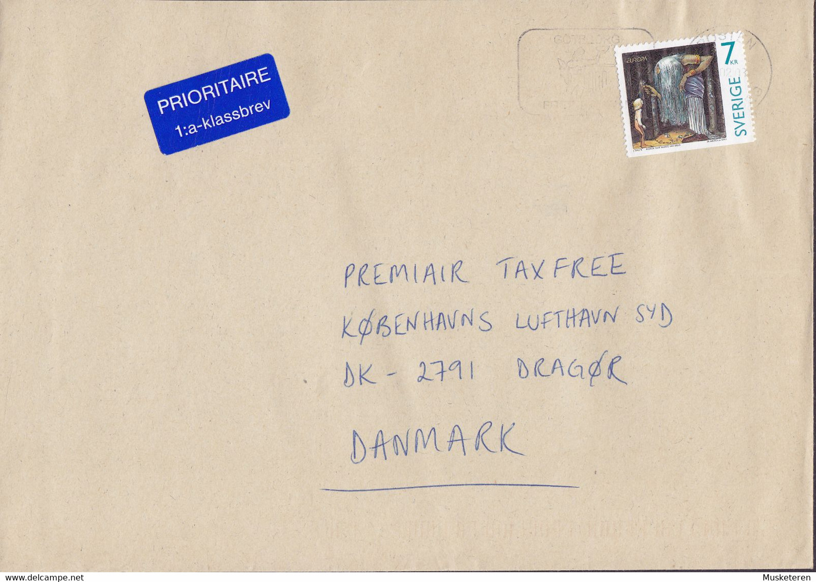 PRIORITAIRE 1:a-klassbrev Label Slogan 'GÖTEBORG' POSTEN 1997 Cover Brief Europa CEPT 'The Boy That Was Never Afraid' - Lettres & Documents