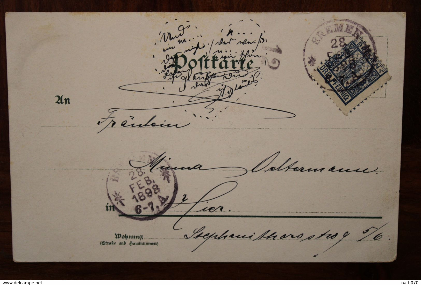 1898 Fritz REUTER BREMEN Stadtbriefe Privatpost Stadtpost Privat Poste Privée Allemagne Cover Litho - Postes Privées & Locales