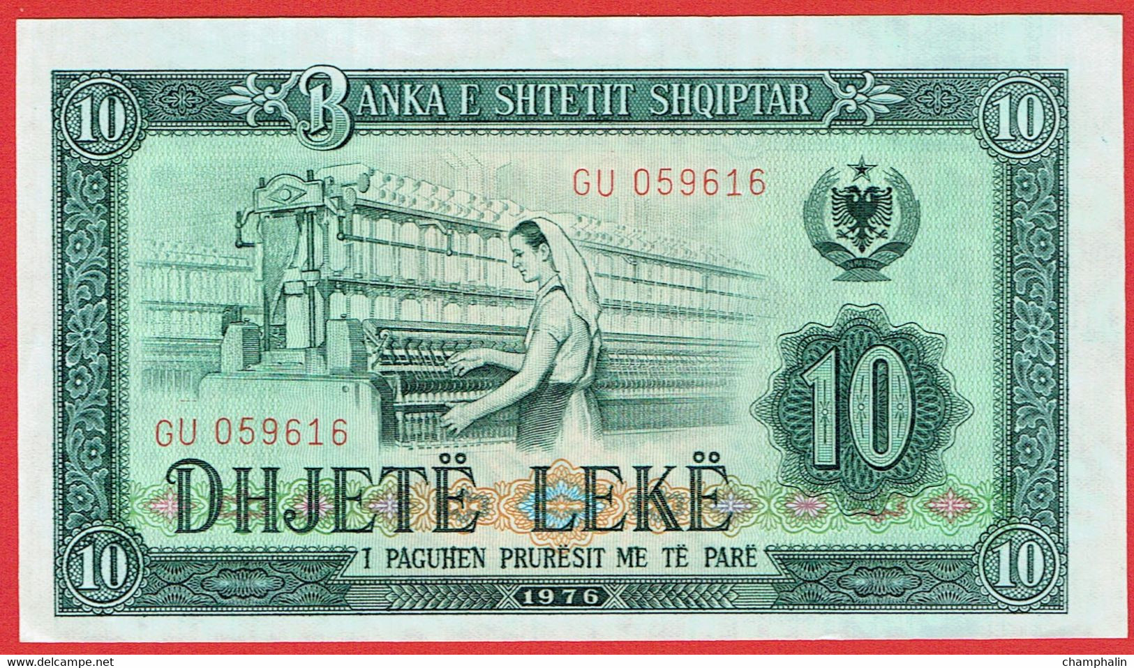 Albanie - Billet De 10 Lekë - Naim Frashëri - 1976 - P43a - Neuf - Albania